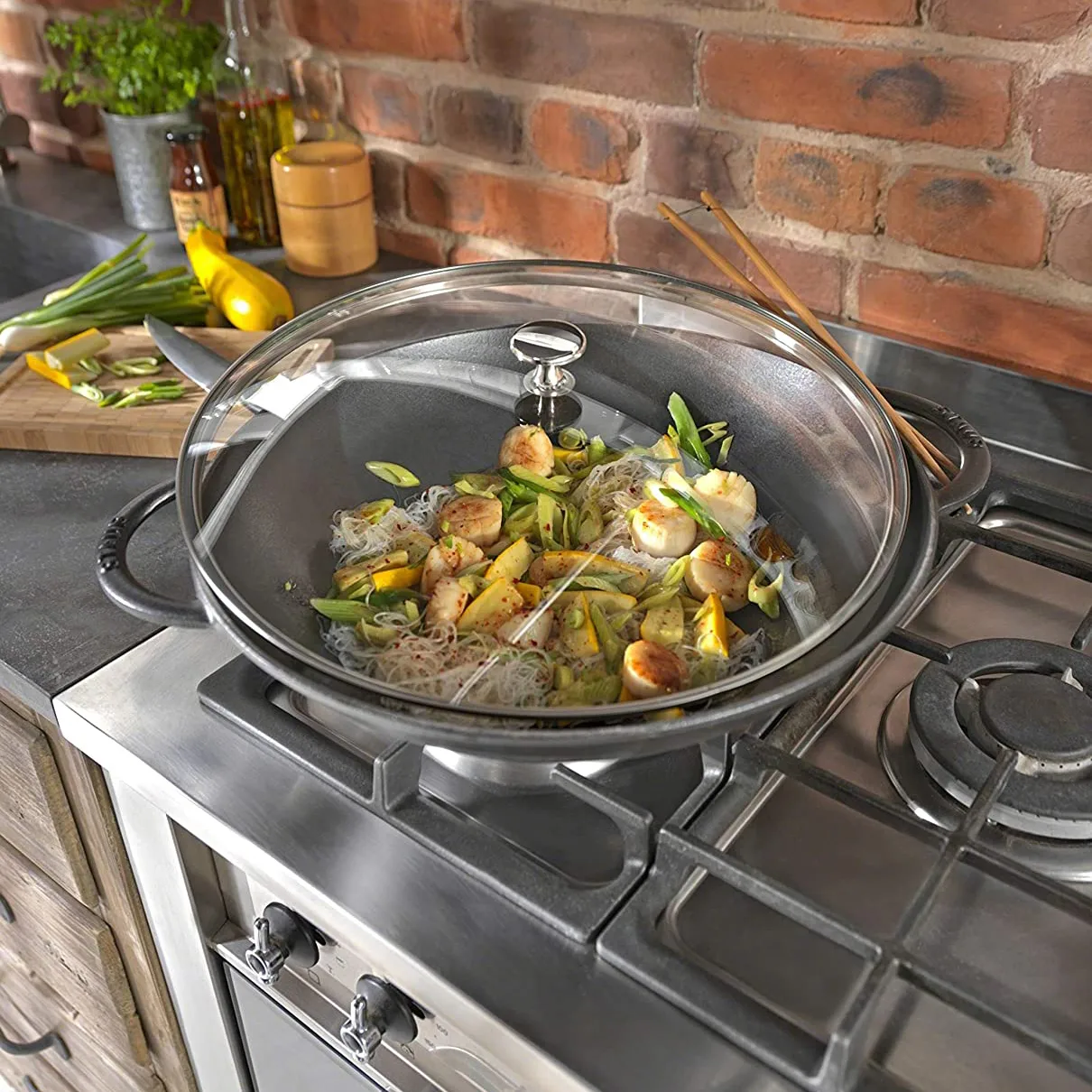 Wok with glass lid Ø37 cm 5.7 L, 灰色 STAUB