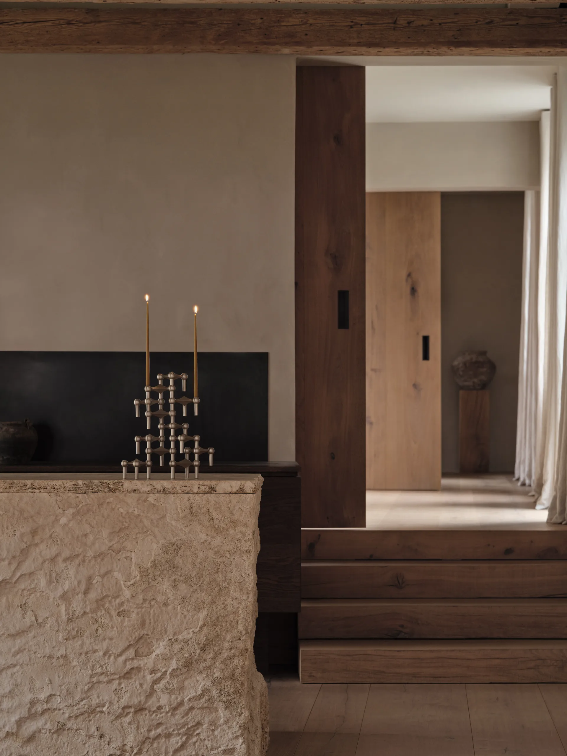 Nagel 烛台, Brushed 镀铬色 STOFF