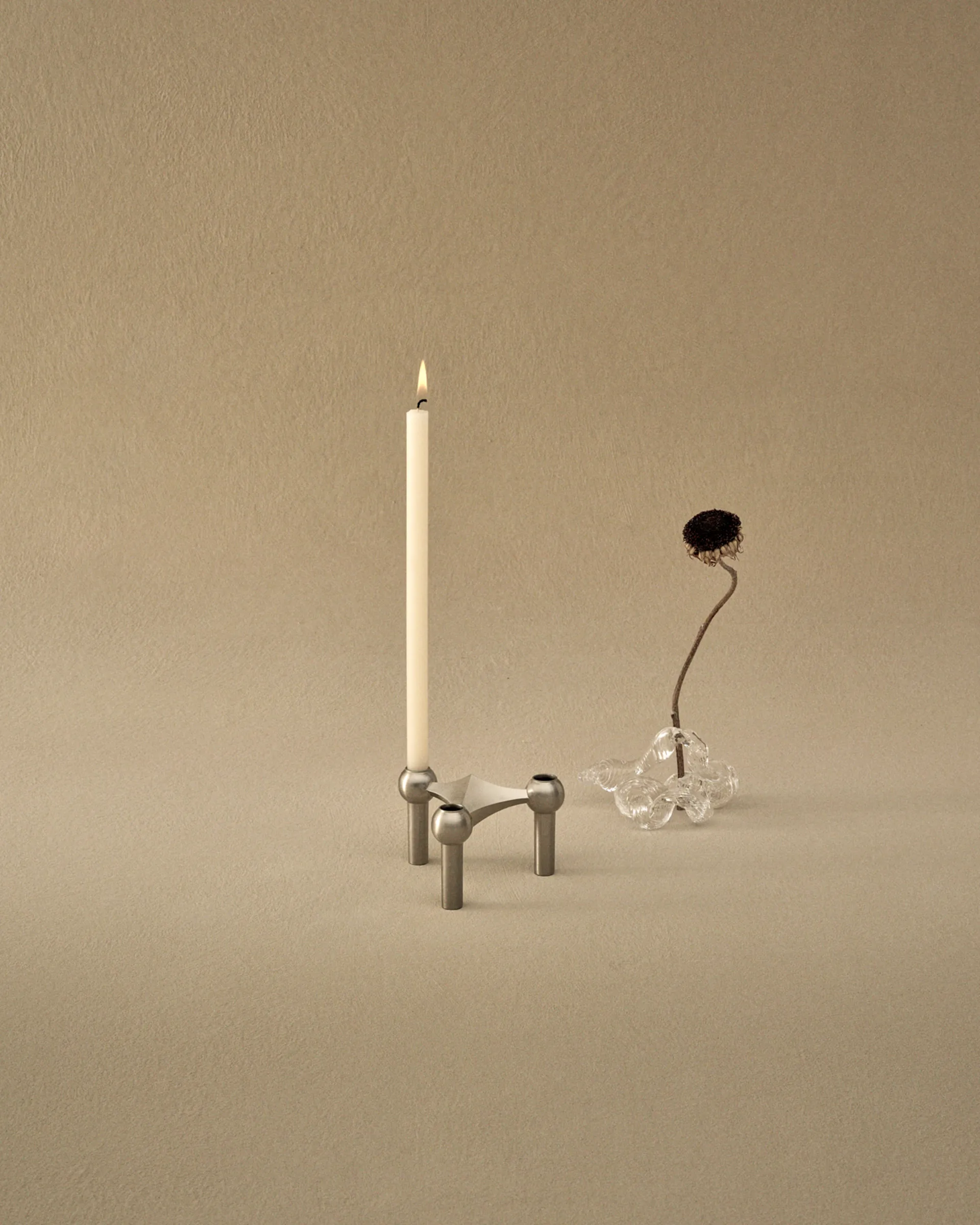 Nagel 烛台, Brushed 镀铬色 STOFF Nagel