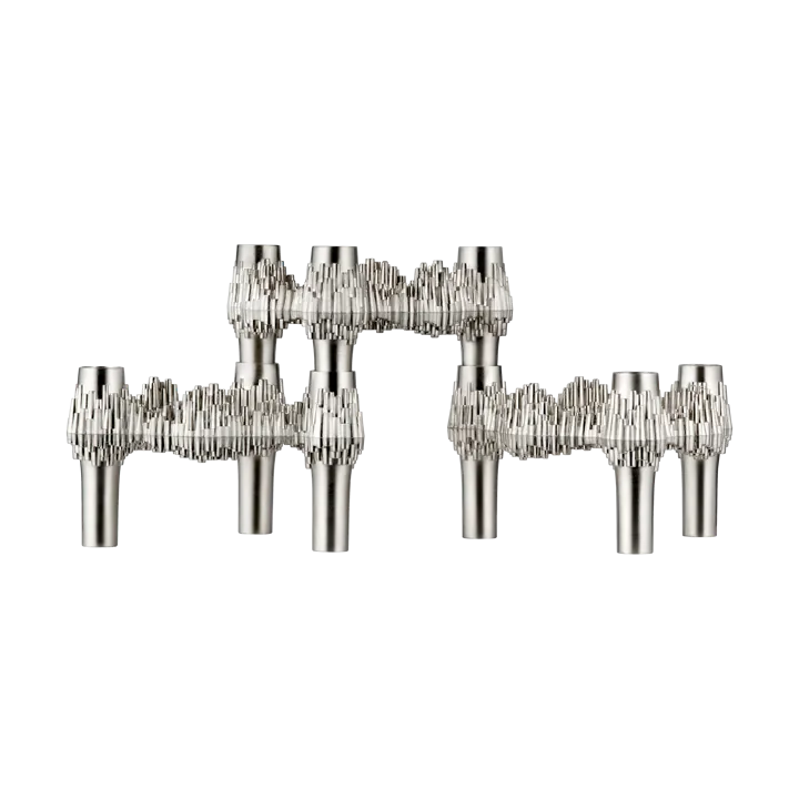 STOFF Nagel Quist 烛台 三件套装 - Brushed 镀铬色 - STOFF Nagel