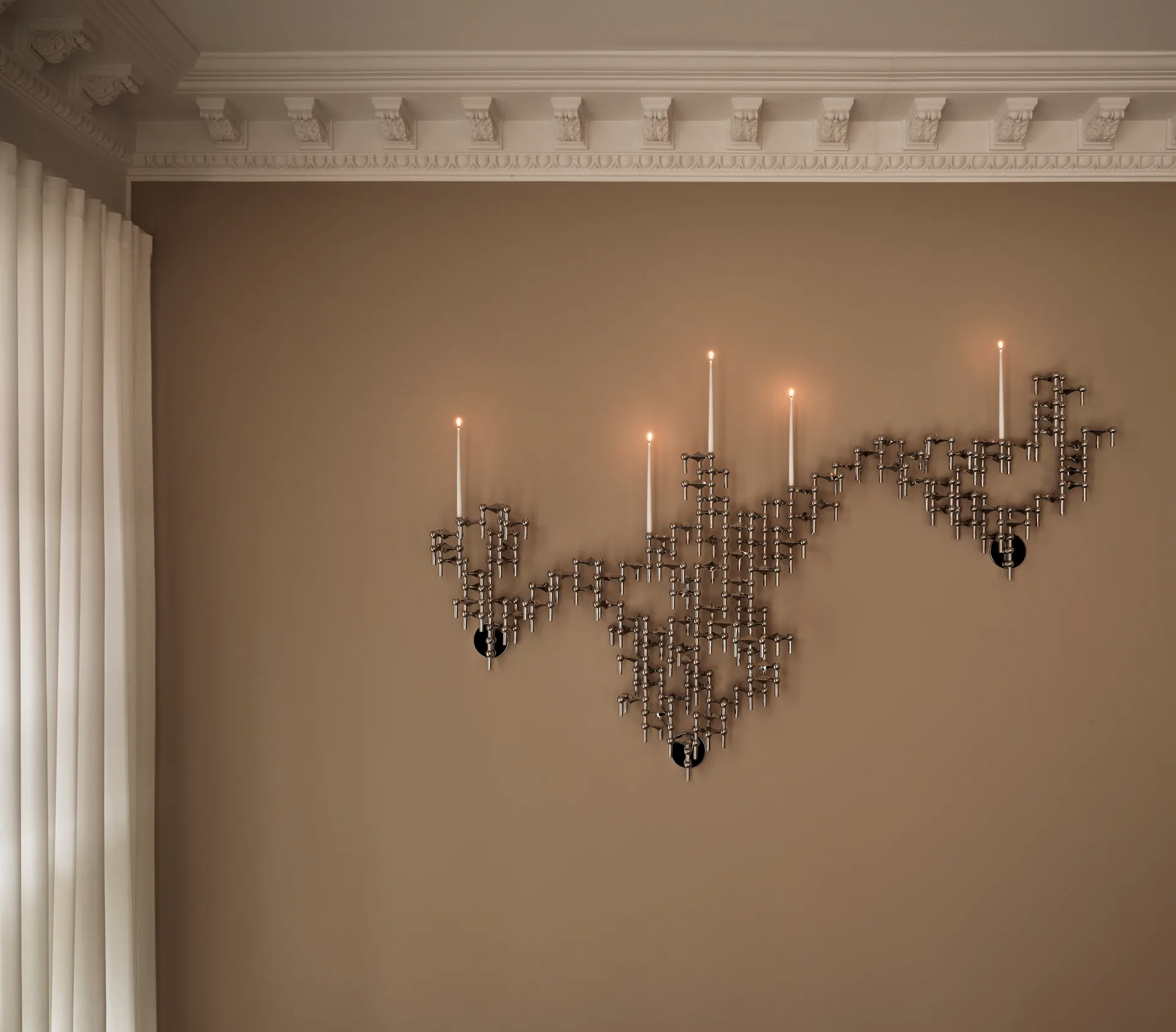 STOFF Nagel 烛台 wall, 镀铬色 STOFF Nagel