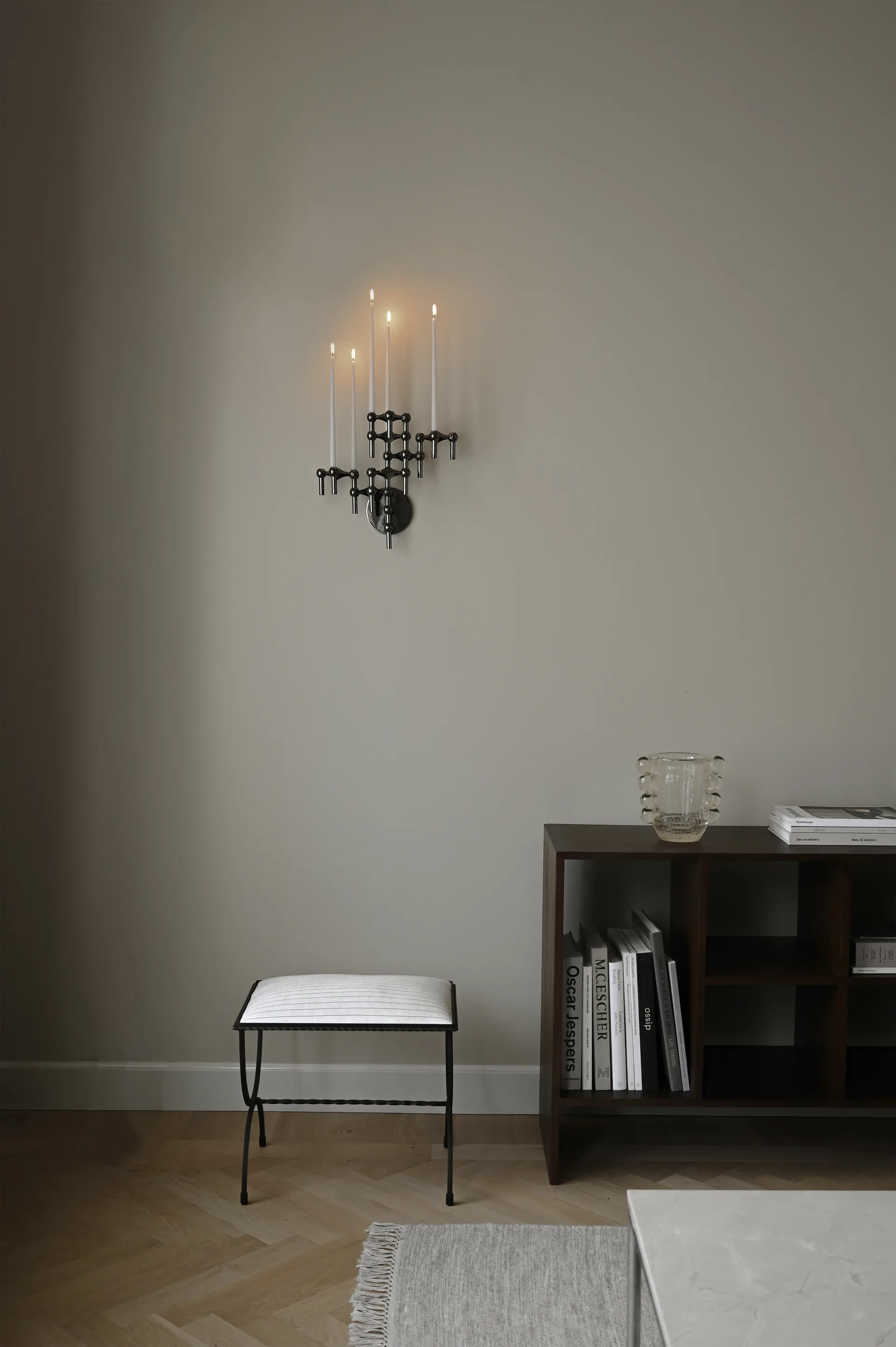 STOFF Nagel 烛台 wall, 黑色 镀铬色 STOFF Nagel