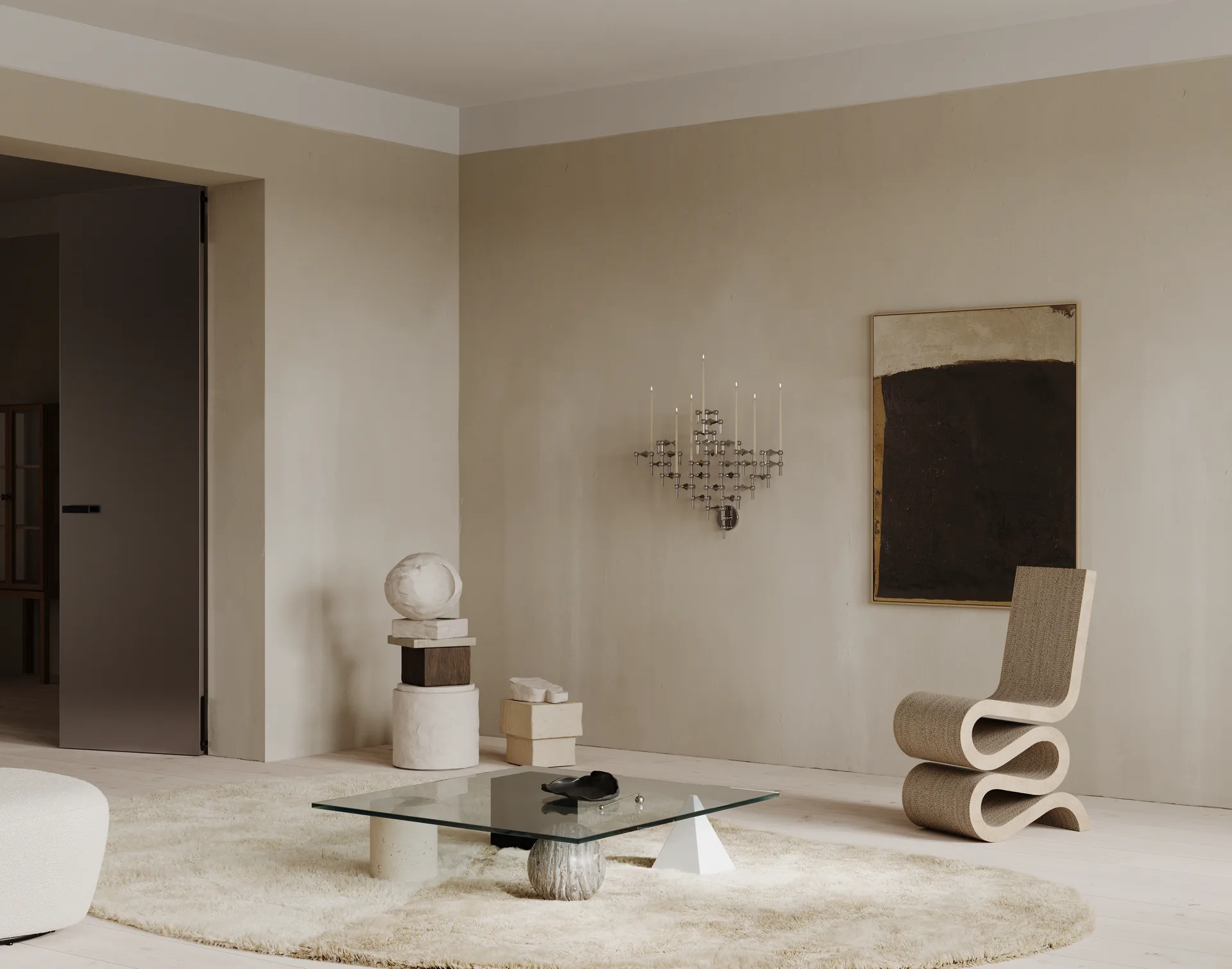 STOFF Nagel 壁挂式烛台, 铬色 STOFF Nagel