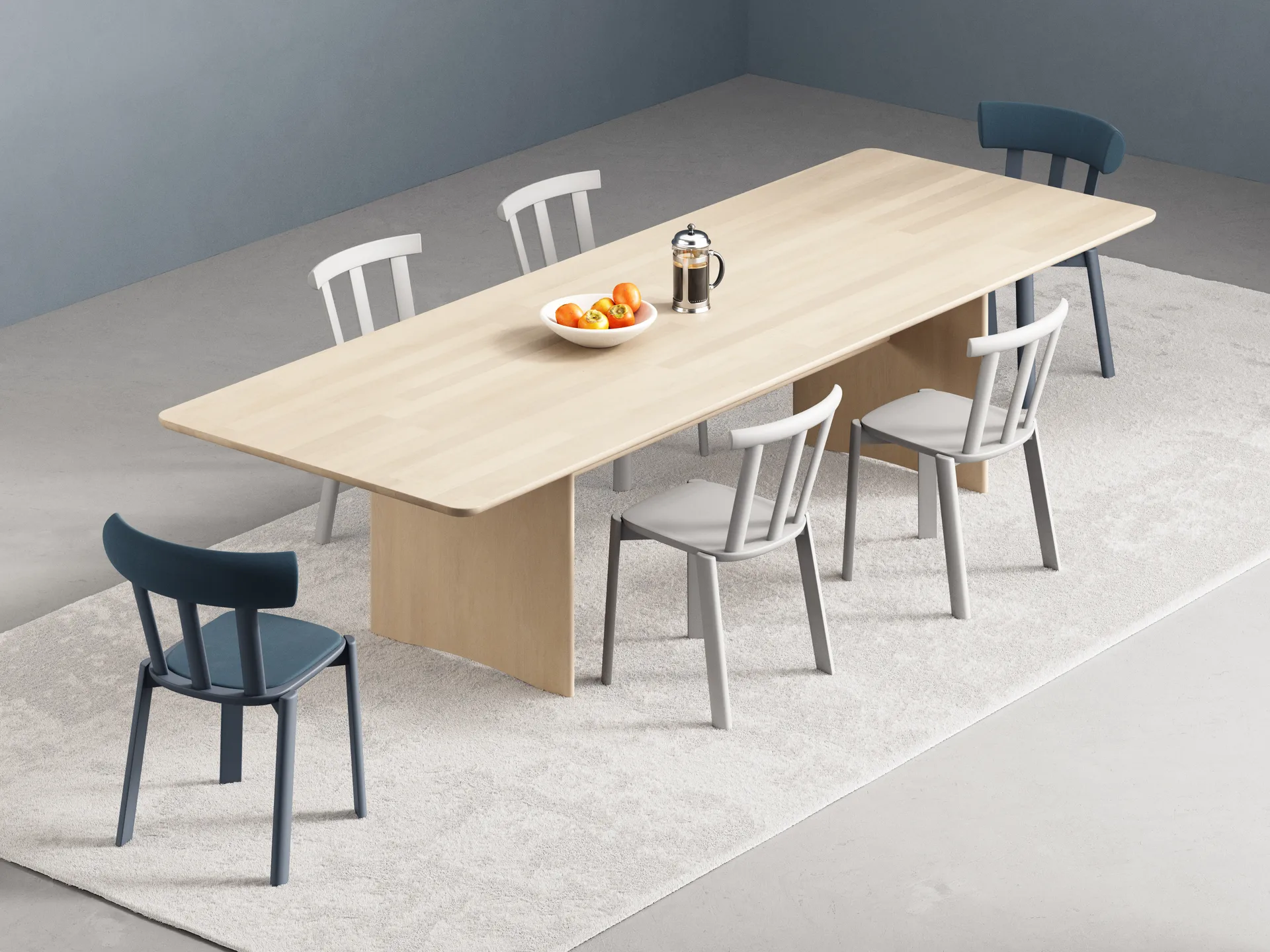 Alt 椅子 upholstered seat 木, Vidar 4, 733 蓝色-thunder 66 Stolab