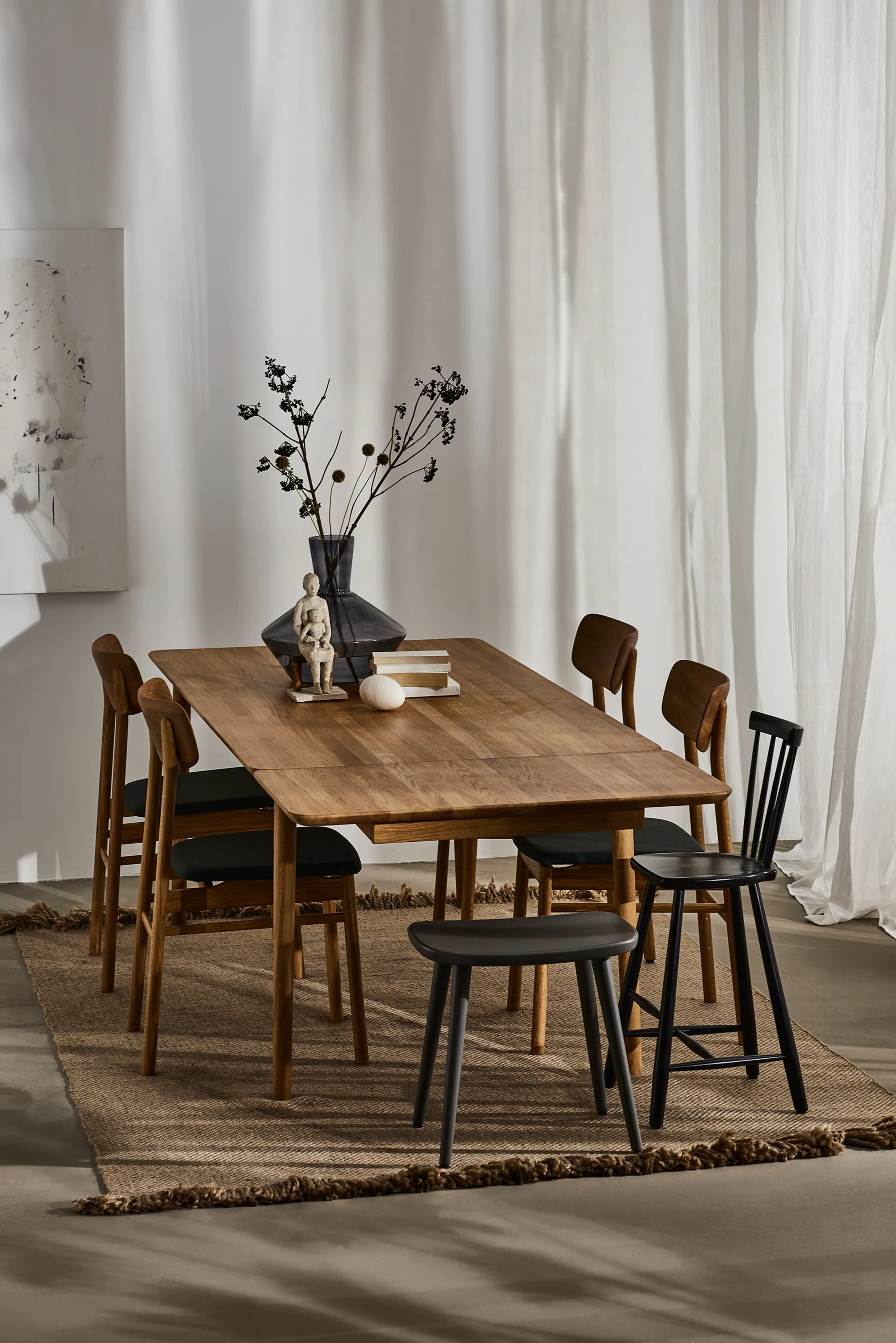 Prima Vista 椅子 oiled oak, 皮革 elmotique 99001 黑色 Stolab