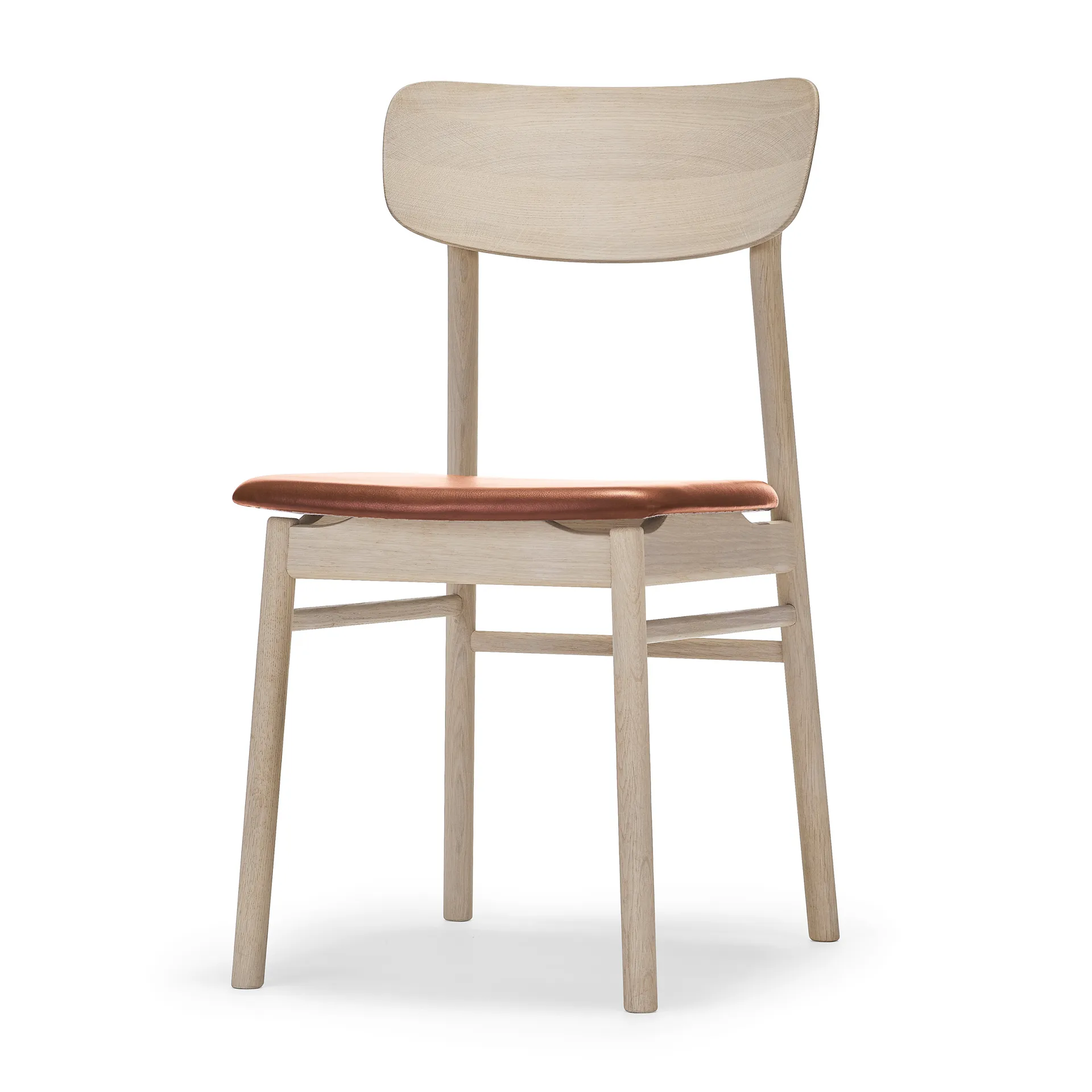 Prima Vista stol, Elmotique leather 43807 cognac-birch light matte finish Stolab