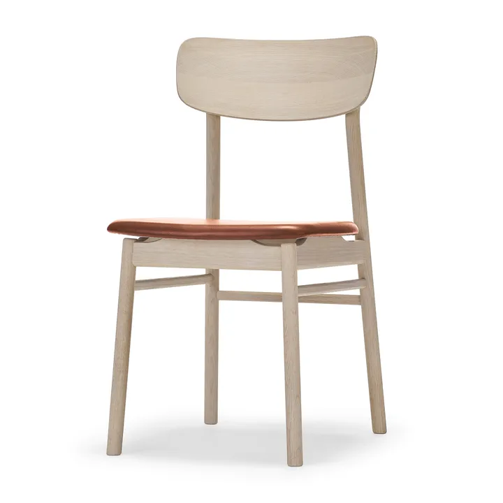 Prima Vista stol - Elmotique leather 43807 cognac-birch light matte finish - Stolab