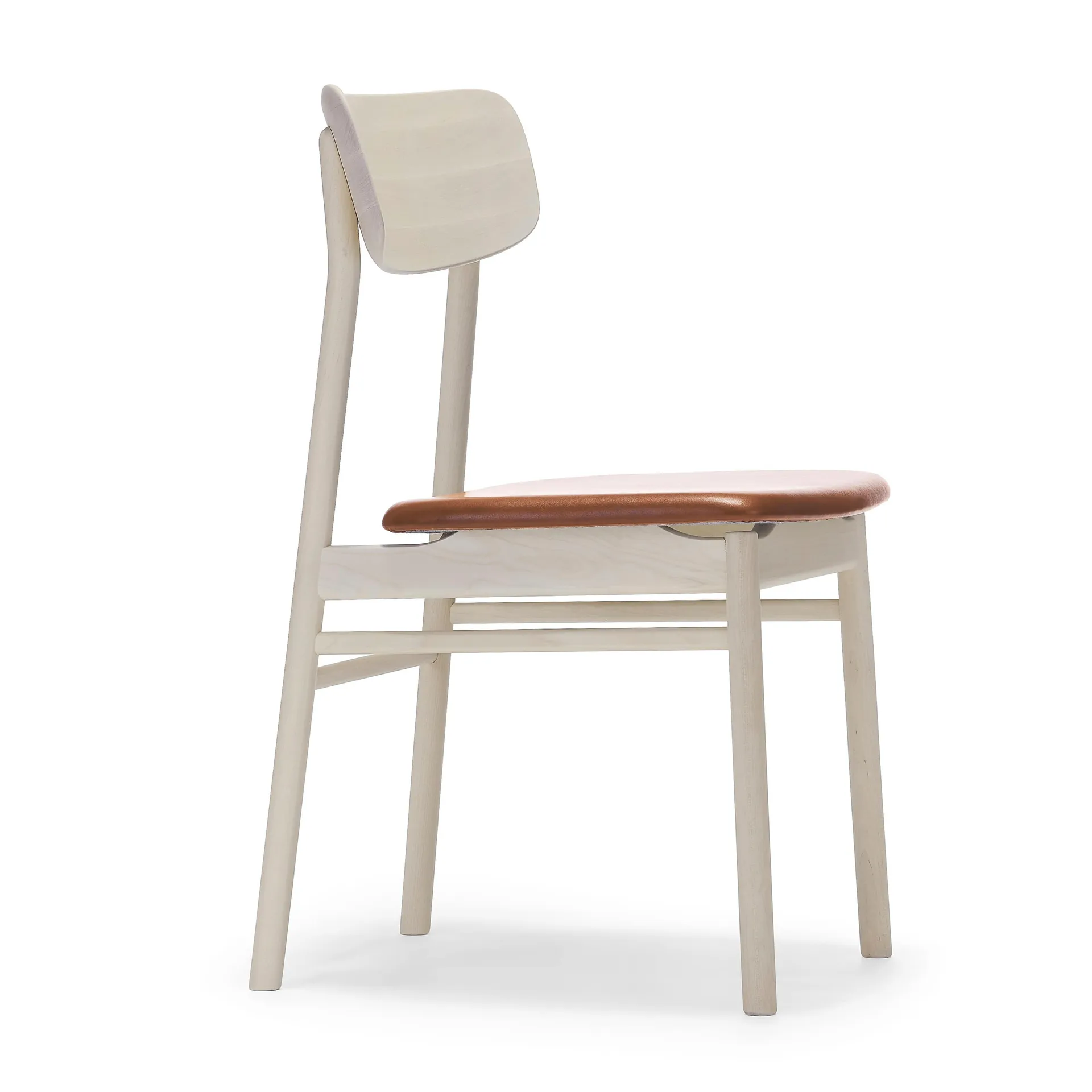 Prima Vista stol, Elmotique leather 43807 cognac-birch light matte finish Stolab