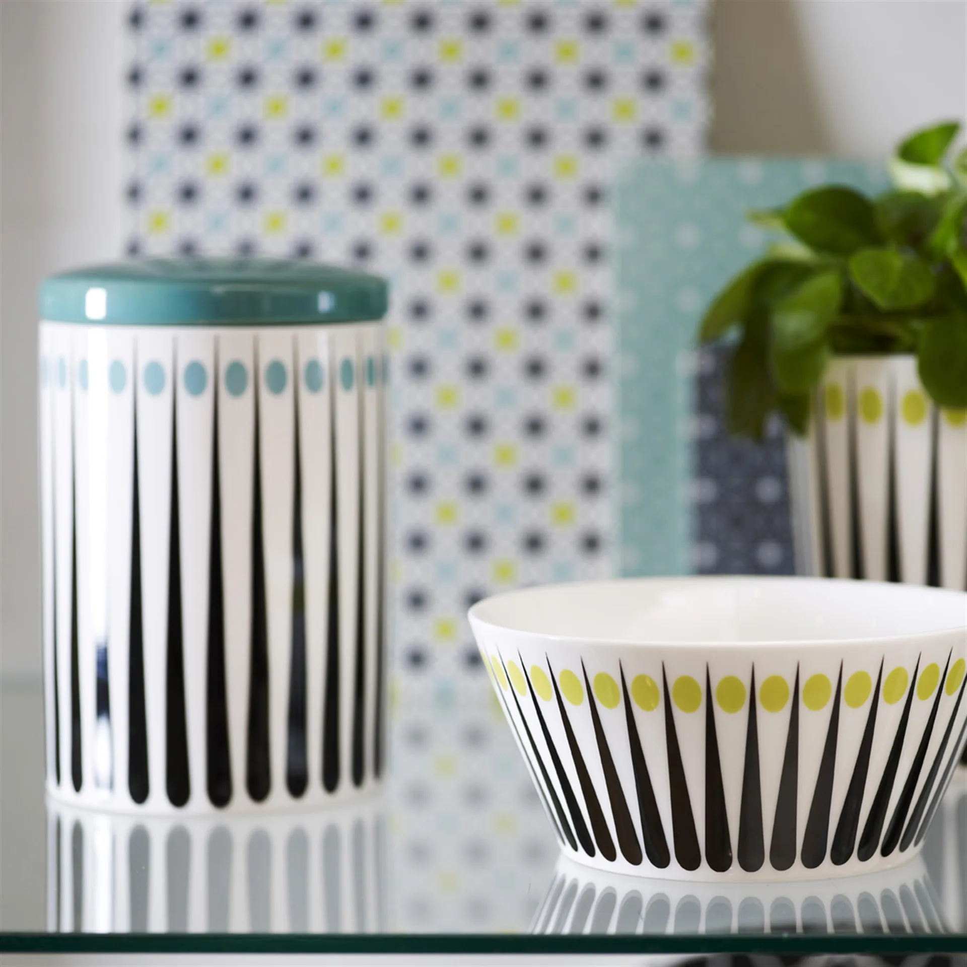 Amanda 罐子, 白色-aqua 15 cm Superliving