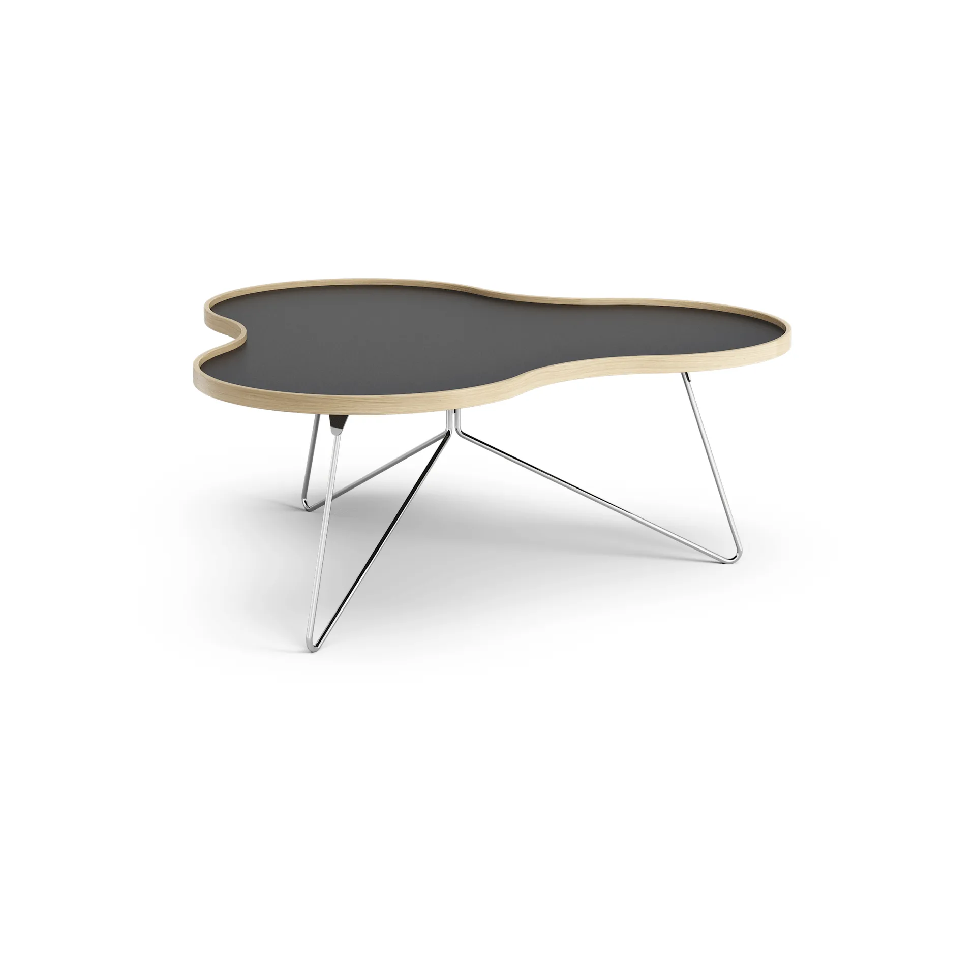 花瓣 边几/茶几/小桌子 107x114 cm, 黑色，45 厘米，橡木边，镀铬支架 Swedese