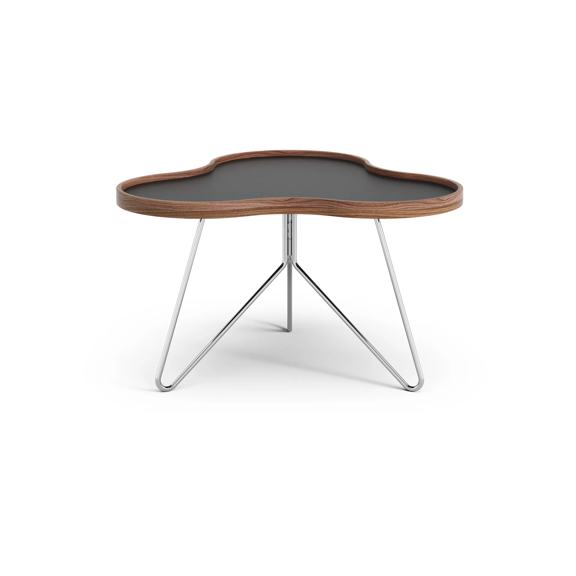 花瓣 边几/茶几/小桌子 62x66 cm, 黑色，39 厘米，胡桃木边，镀铬底座 Swedese