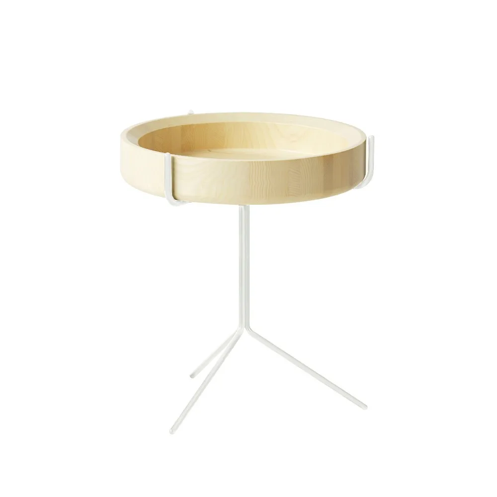 Drum 桌子, 天然漆面_高度46cm_白色底座 Swedese