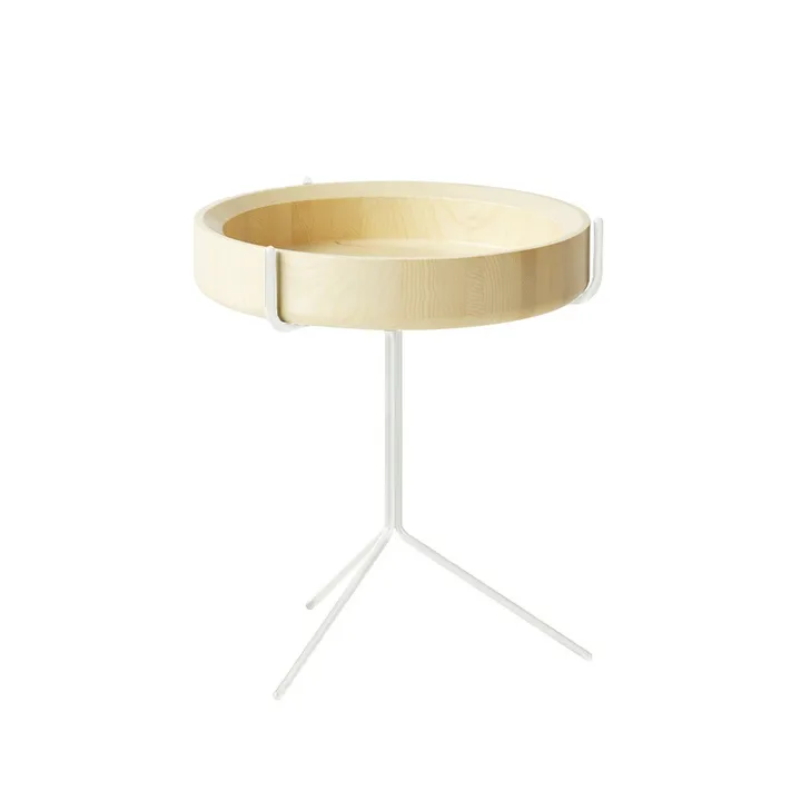 Drum 桌子 - 天然漆面_高度46cm_白色底座 - Swedese