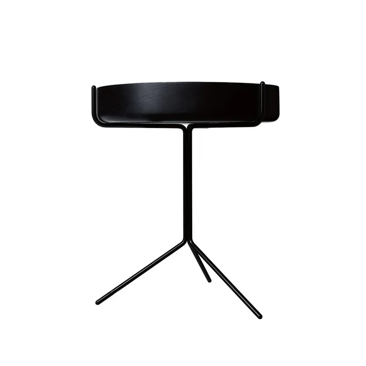 Drum 桌子 - 黑色釉面_高度46cm_黑色底座 - Swedese