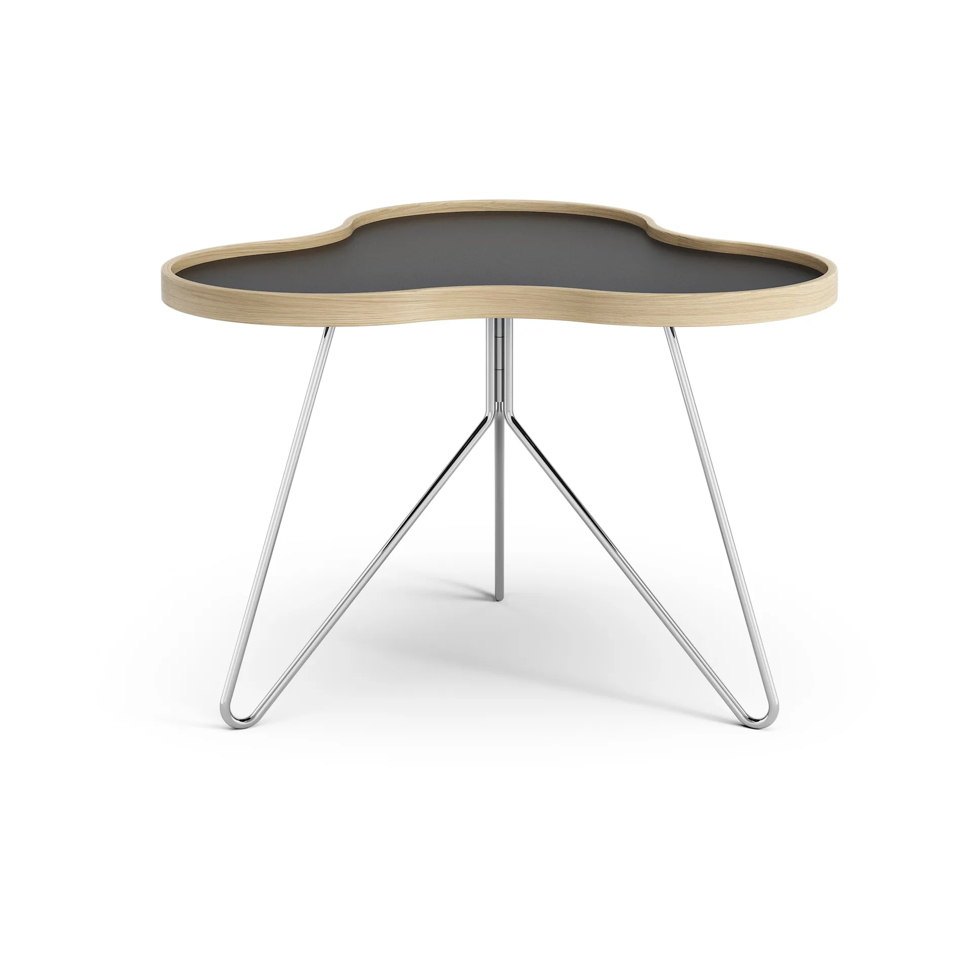 Flower 桌子62x66cm, 45cm_黑色-oak edge-chrome base Swedese