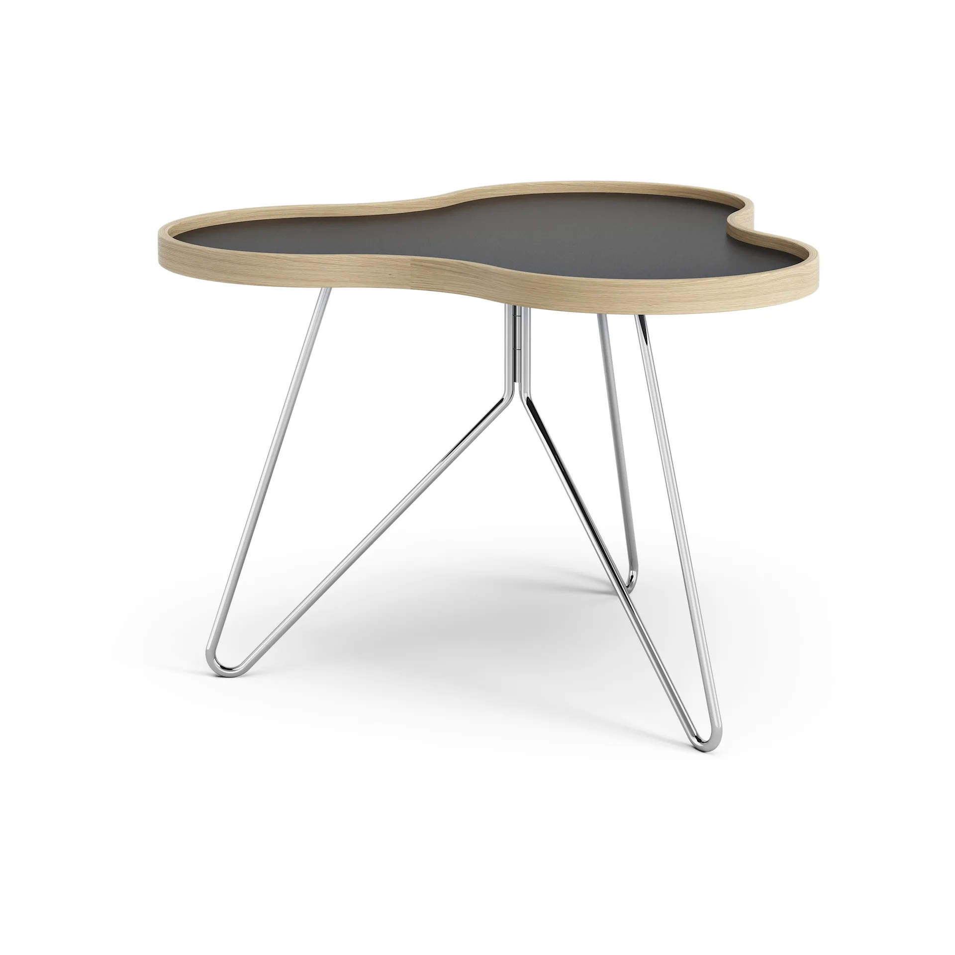 Flower 桌子62x66cm, 45cm_黑色-oak edge-chrome base Swedese
