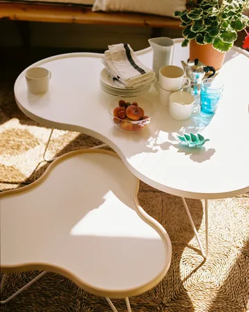 Flower 桌子84x90cm - 45cm_白色_橡木边缘_铬色 - Swedese