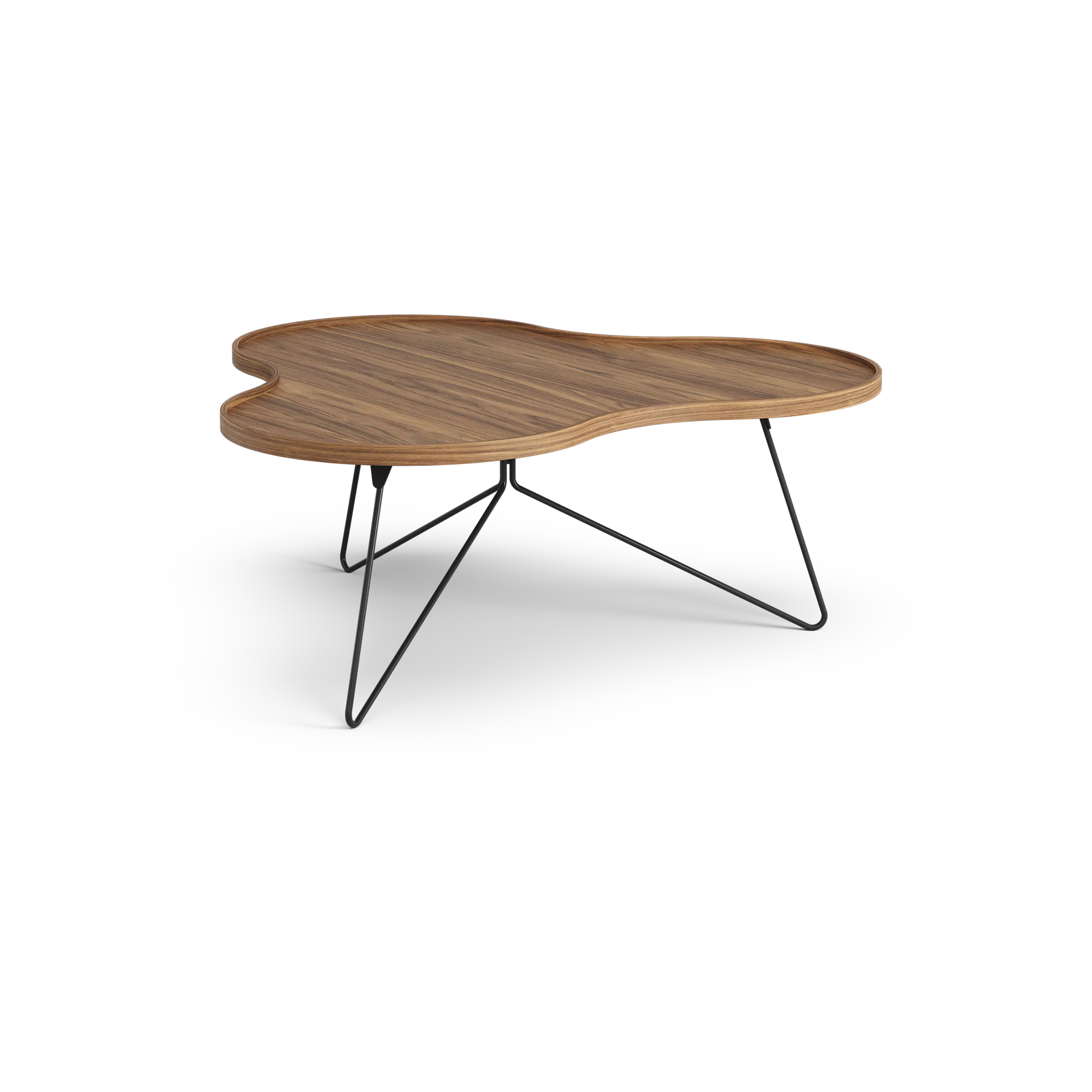 Flower mono北欧风格特别版餐桌107x114cm, H45cm-漆面胡桃木-black lacquered steel Swedese