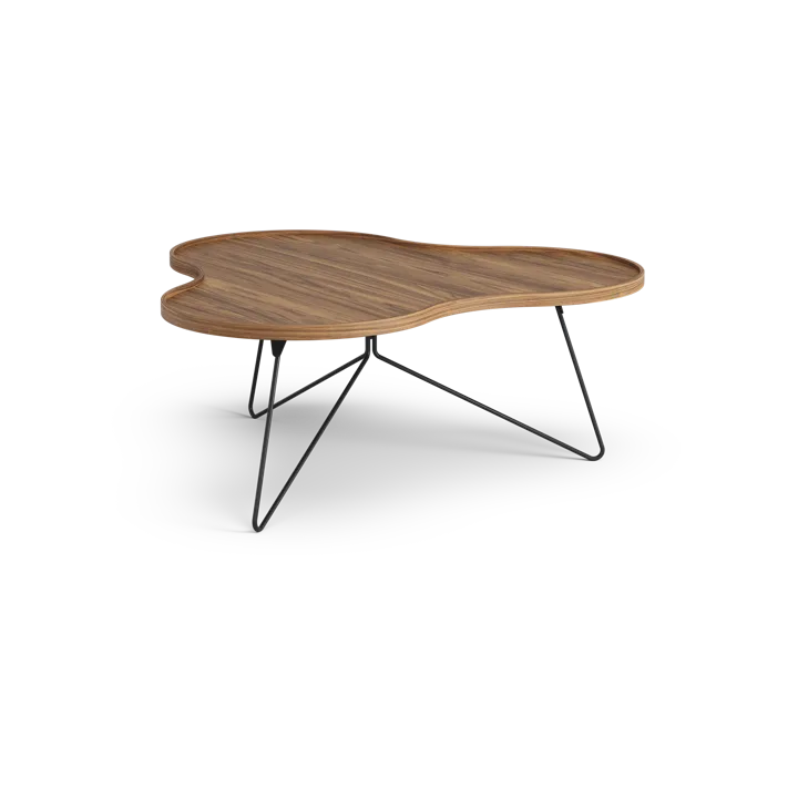 Flower mono北欧风格特别版餐桌107x114cm - H45cm-漆面胡桃木-black lacquered steel - Swedese