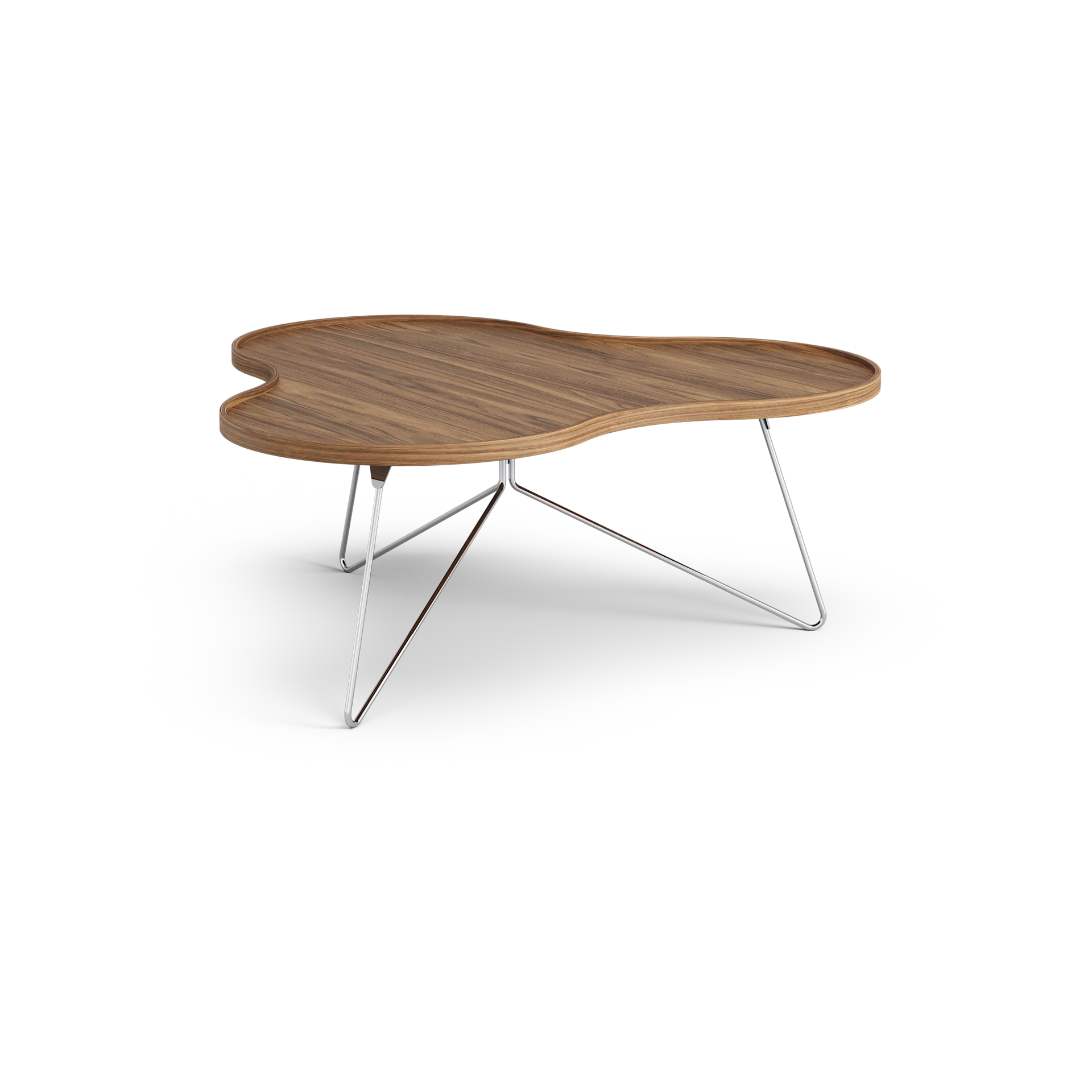 Flower mono北欧风格特别版餐桌107x114cm, H45cm-漆面胡桃木-chromed steel Swedese