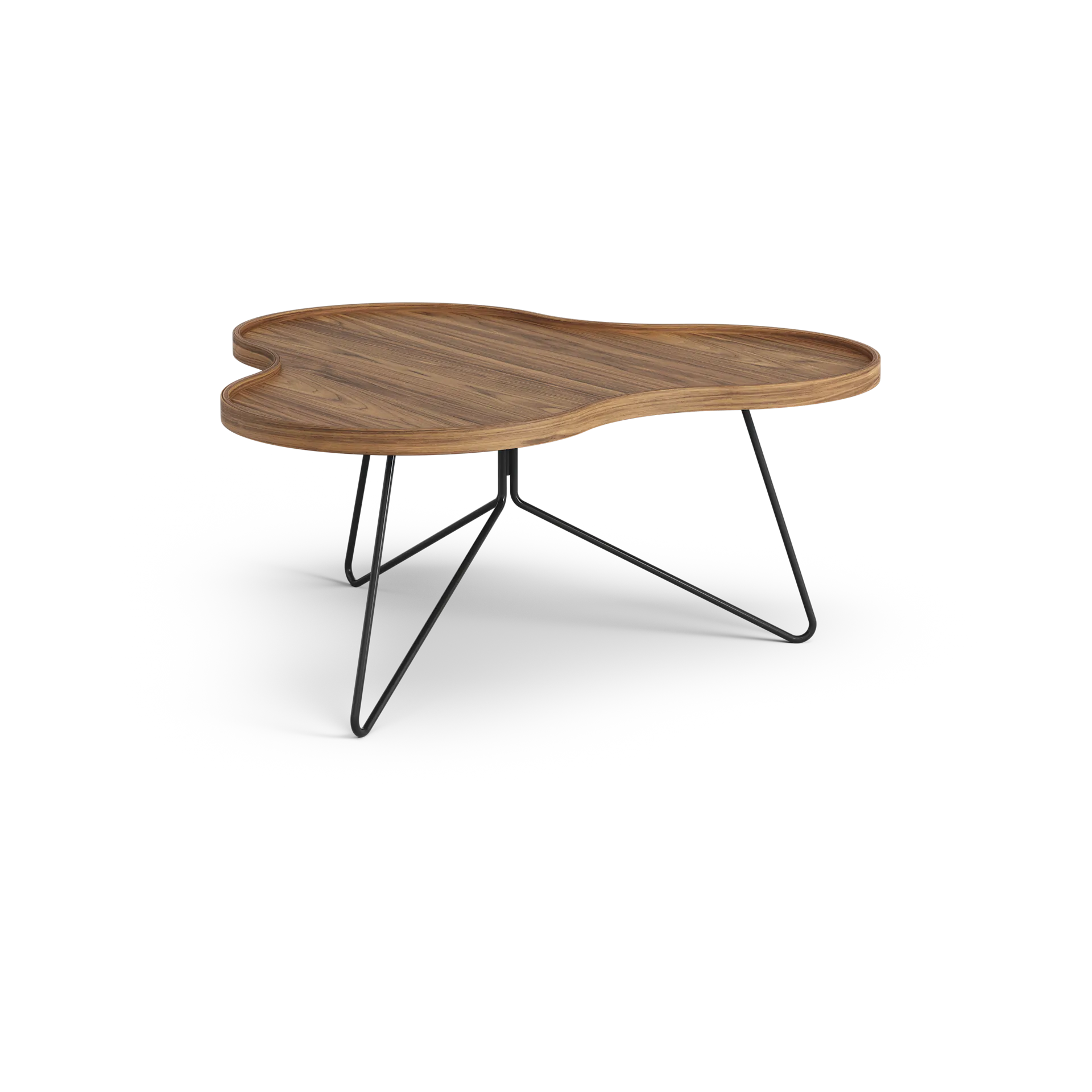 Flower mono北欧风格特别版餐桌84x90cm, H39cm-漆面胡桃木-black lacquered steel Swedese