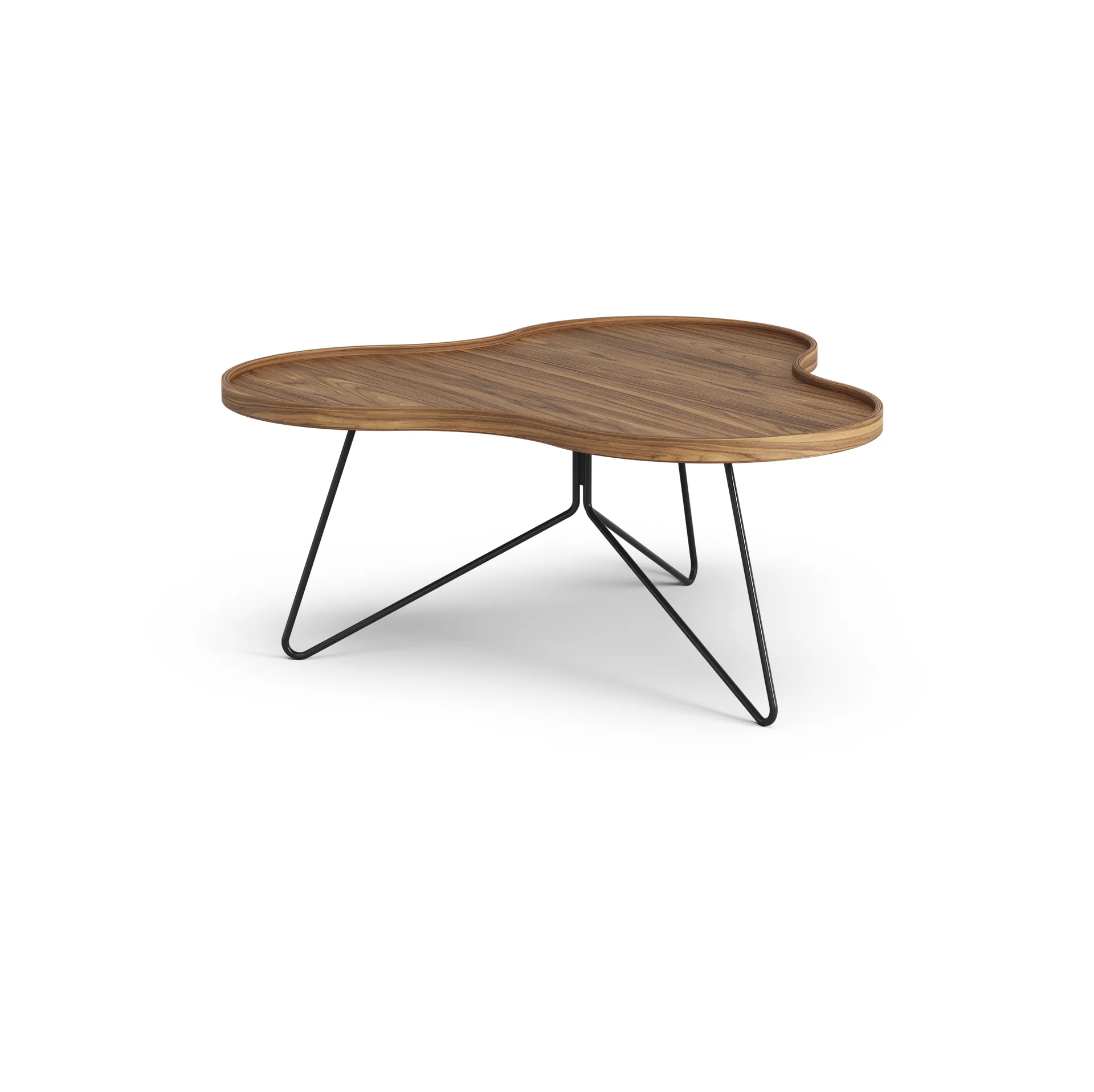 Flower mono北欧风格特别版餐桌84x90cm, H39cm-漆面胡桃木-black lacquered steel Swedese