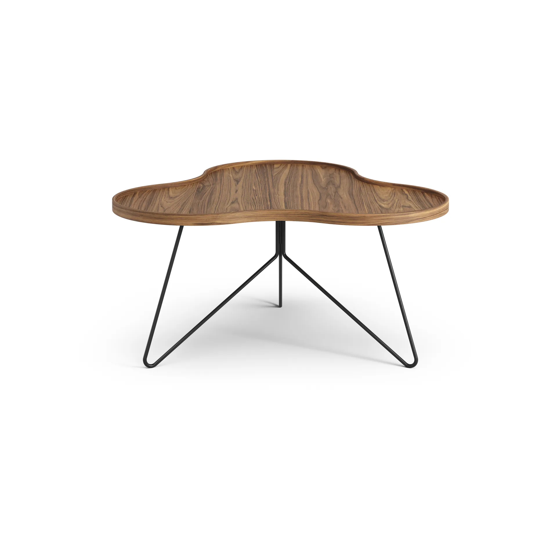 Flower mono北欧风格特别版餐桌84x90cm, H45cm-漆面胡桃木-black lacquered steel Swedese
