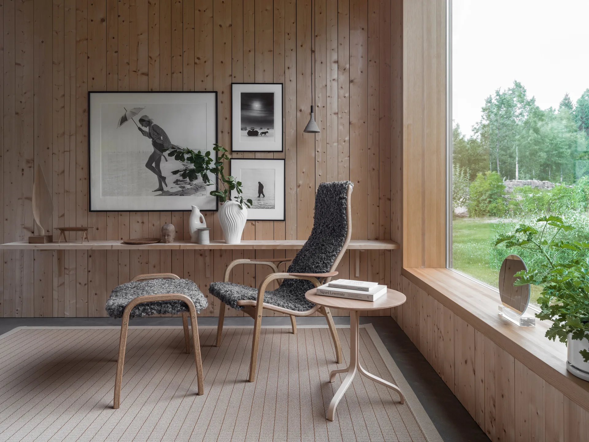 Lamino拉米诺 扶手椅 漆山毛榉木/羊皮, 木炭色 (深灰色) Swedese