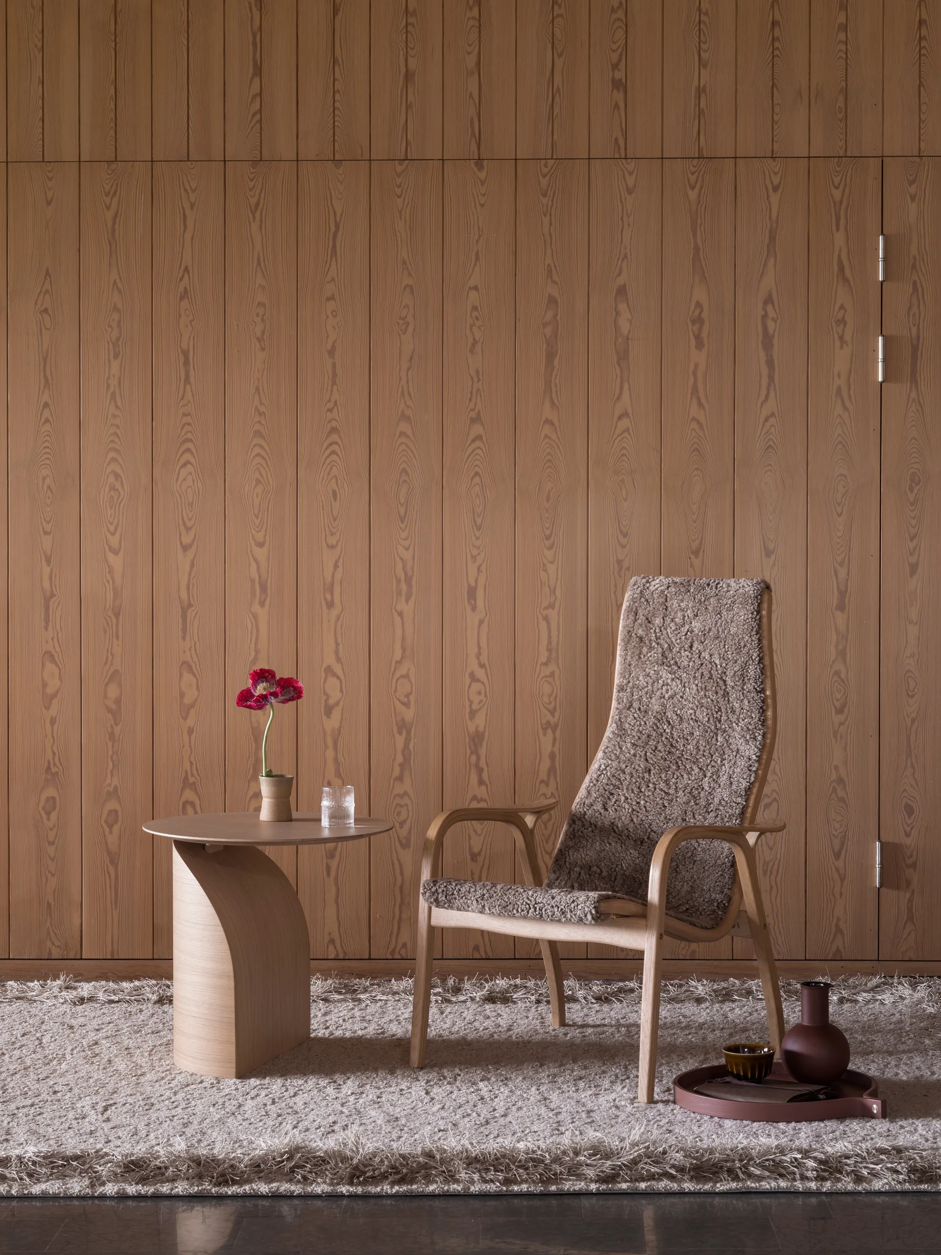 Lamino拉米诺 扶手椅 漆山毛榉木/羊皮, 月光 (米色) Swedese