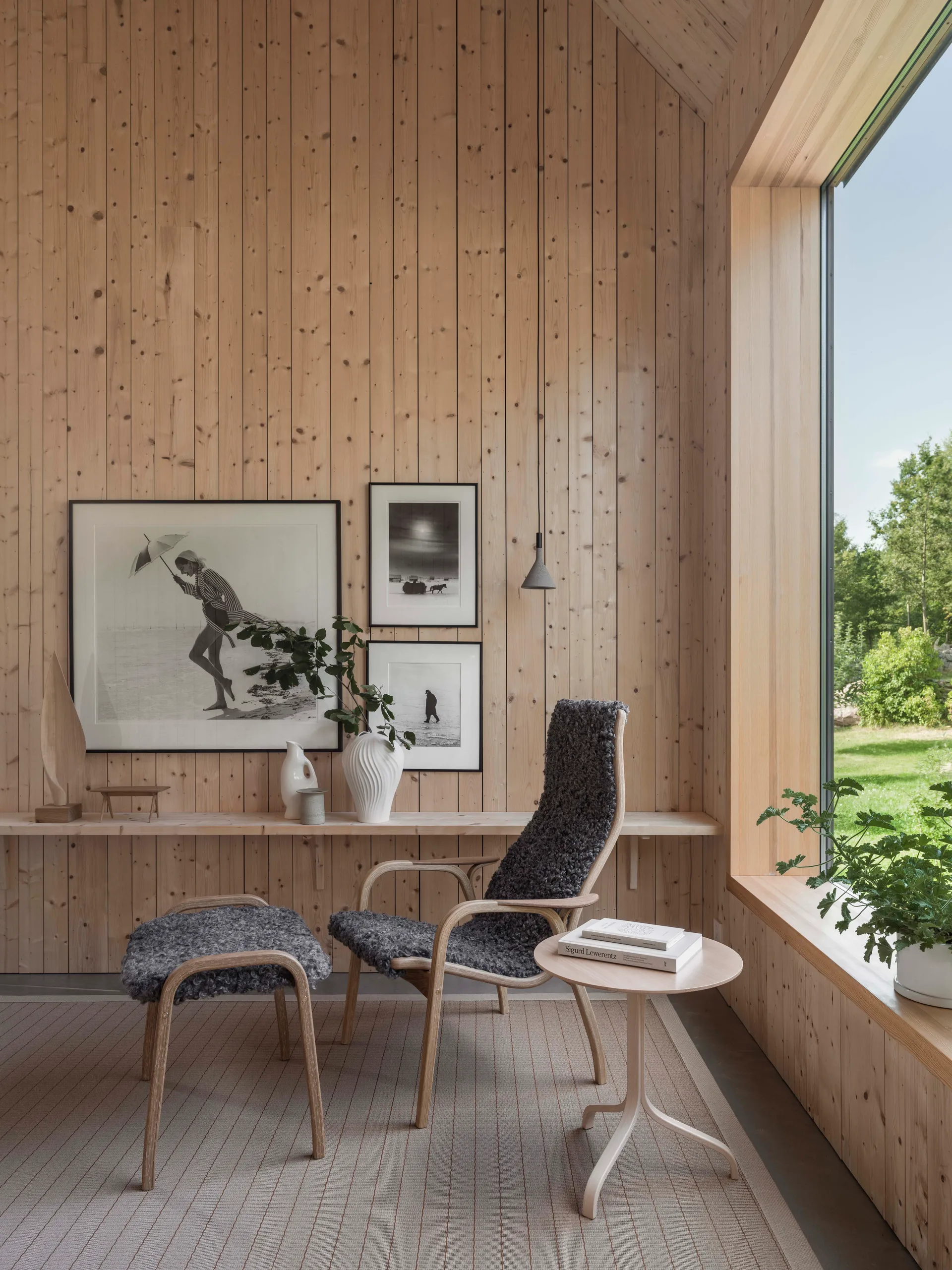 Lamino拉米诺 扶手椅和脚凳 油橡木/羊皮, 斯堪的纳维亚灰 Swedese