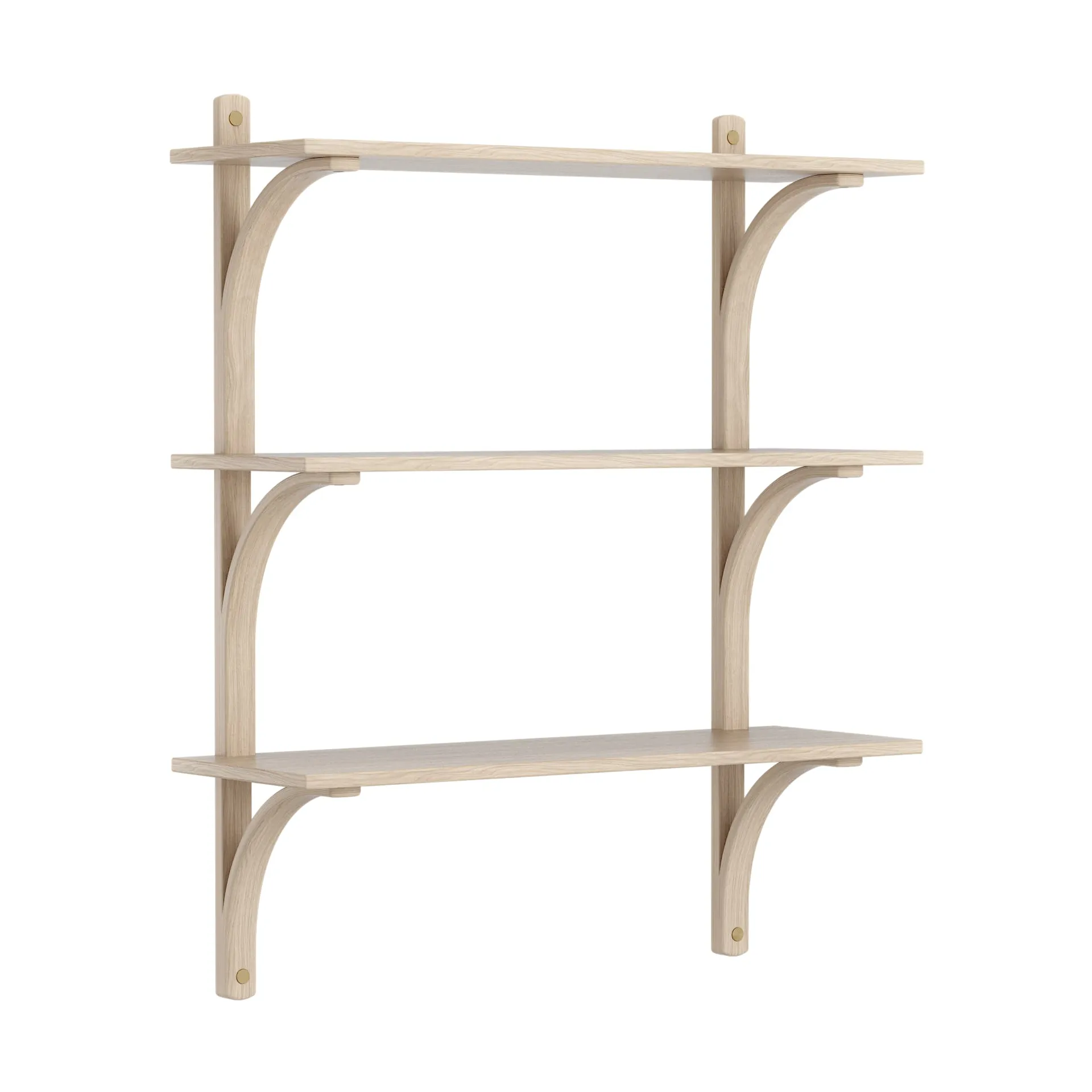 Levi 架子 3 shelves, 白色-染色的 自然木色-黄铜, 90 cm Swedese