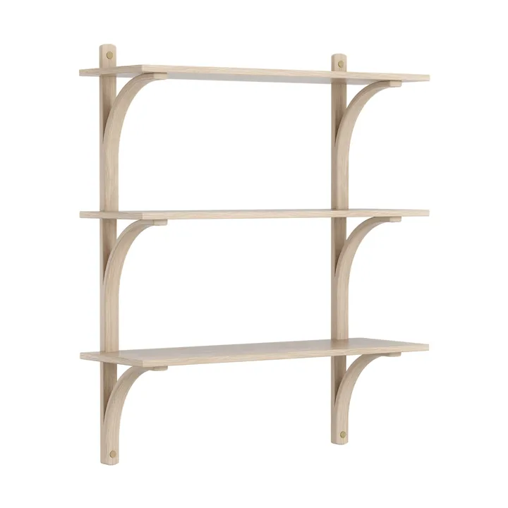 Levi 架子 3 shelves - 白色-染色的 自然木色-黄铜, 90 cm - Swedese