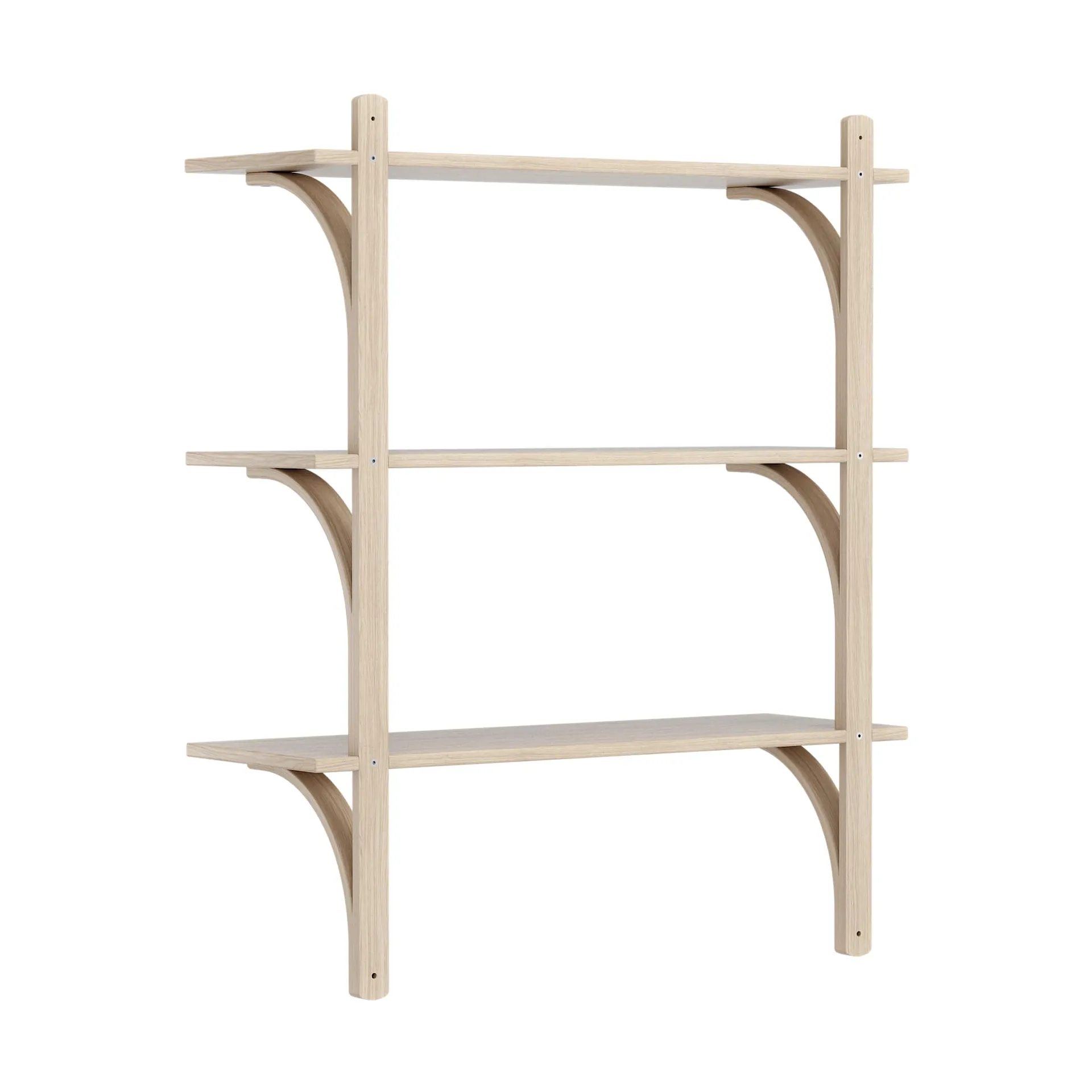 Levi 架子 3 shelves, 白色-染色的 自然木色-黄铜, 90 cm Swedese