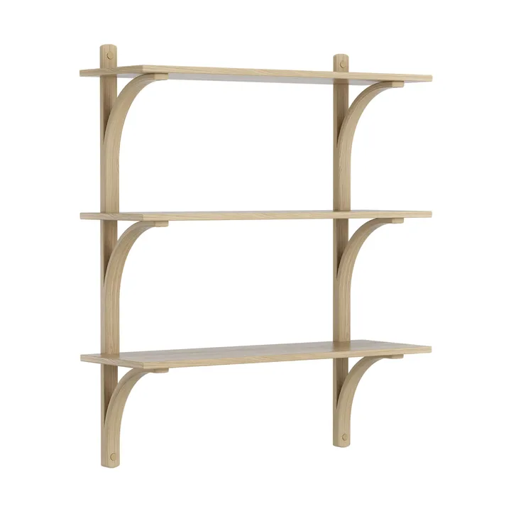 Levi 架子 3 shelves - 原色/自然色 清漆处理 白蜡木-黄铜, 90 cm - Swedese