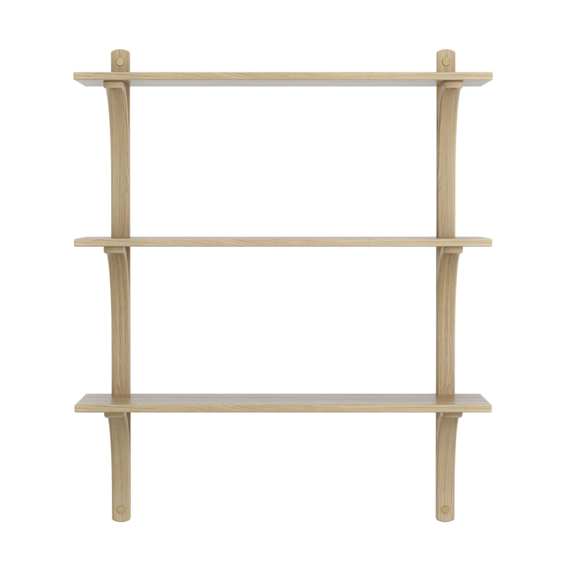 Levi 架子 3 shelves, 原色/自然色 清漆处理 白蜡木-黄铜, 90 cm Swedese