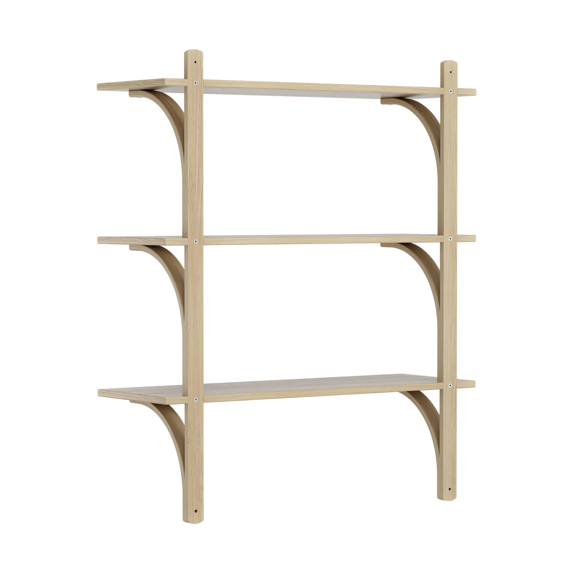 Levi 架子 3 shelves, 原色/自然色 清漆处理 白蜡木-黄铜, 90 cm Swedese