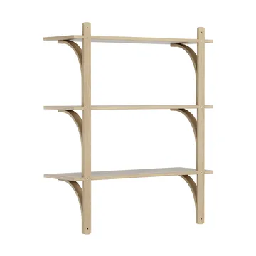 Levi 架子 3 shelves - 原色/自然色 清漆处理 白蜡木-黄铜, 90 cm - Swedese