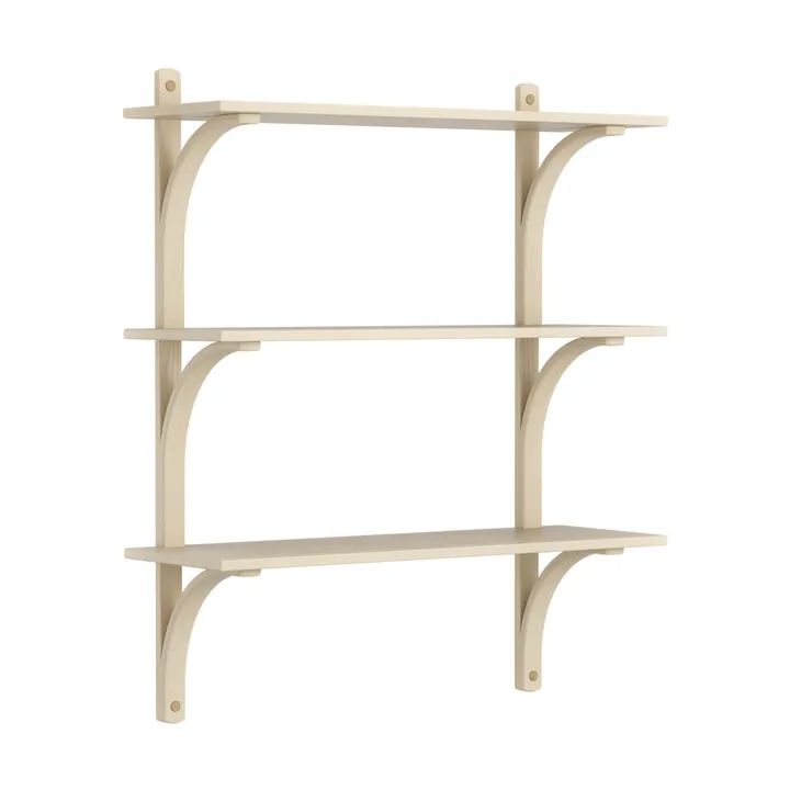 Levi 架子 3 shelves - 原色/自然色 清漆处理 白蜡木-黄铜, 90 cm - Swedese