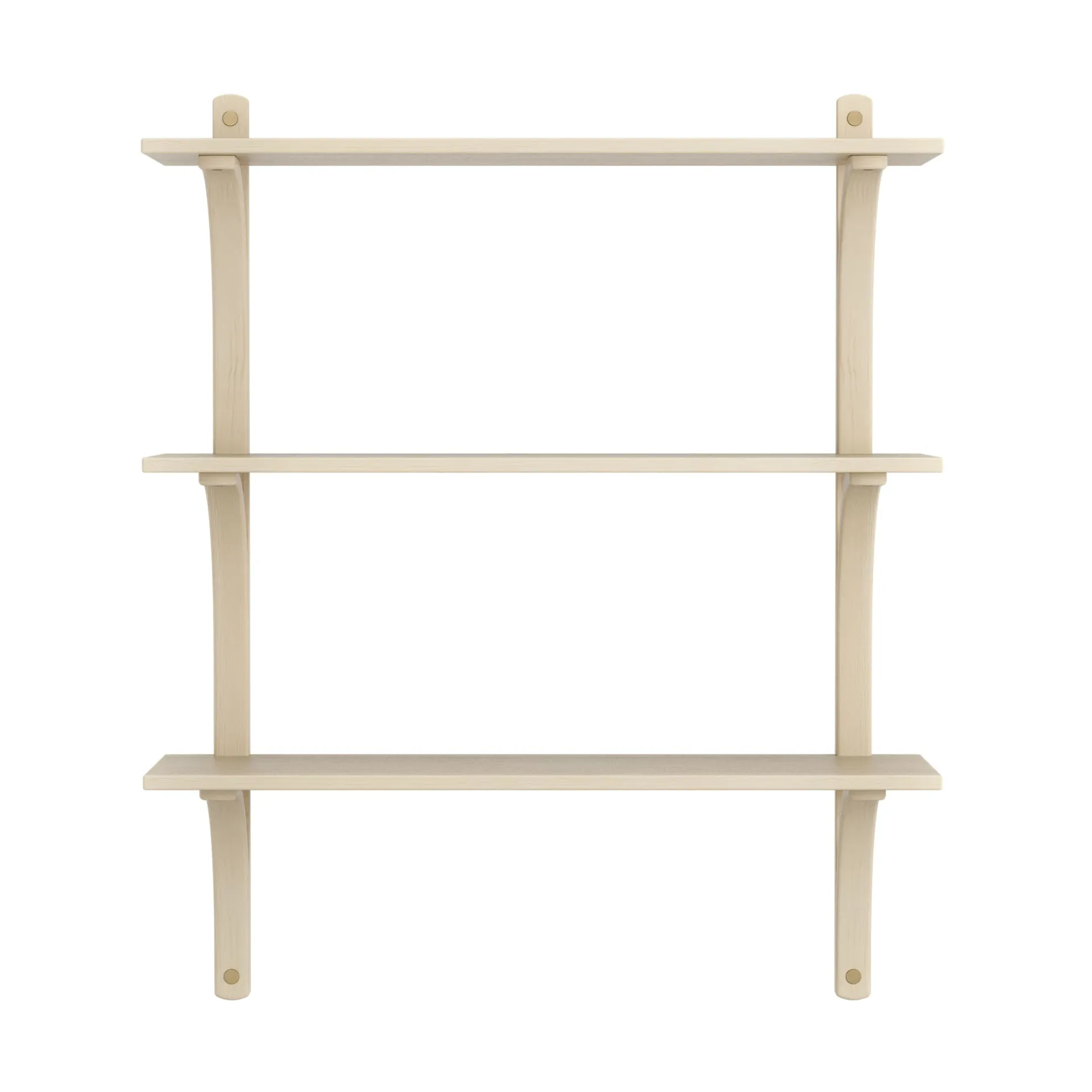 Levi 架子 3 shelves, 原色/自然色 清漆处理 白蜡木-黄铜, 90 cm Swedese