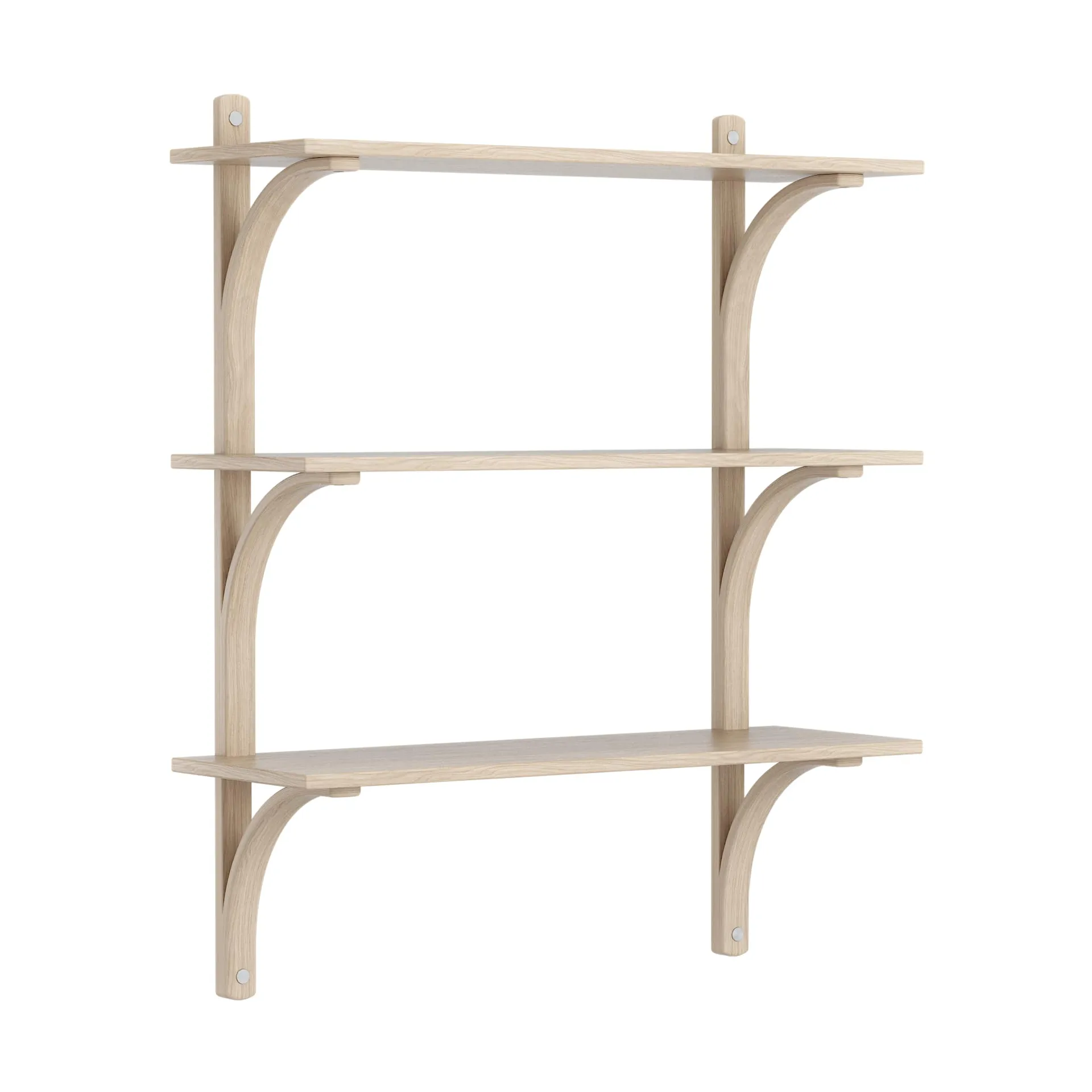 Levi 架子 3 shelves, 白色-染色的 自然木色-aluminum, 90 cm Swedese