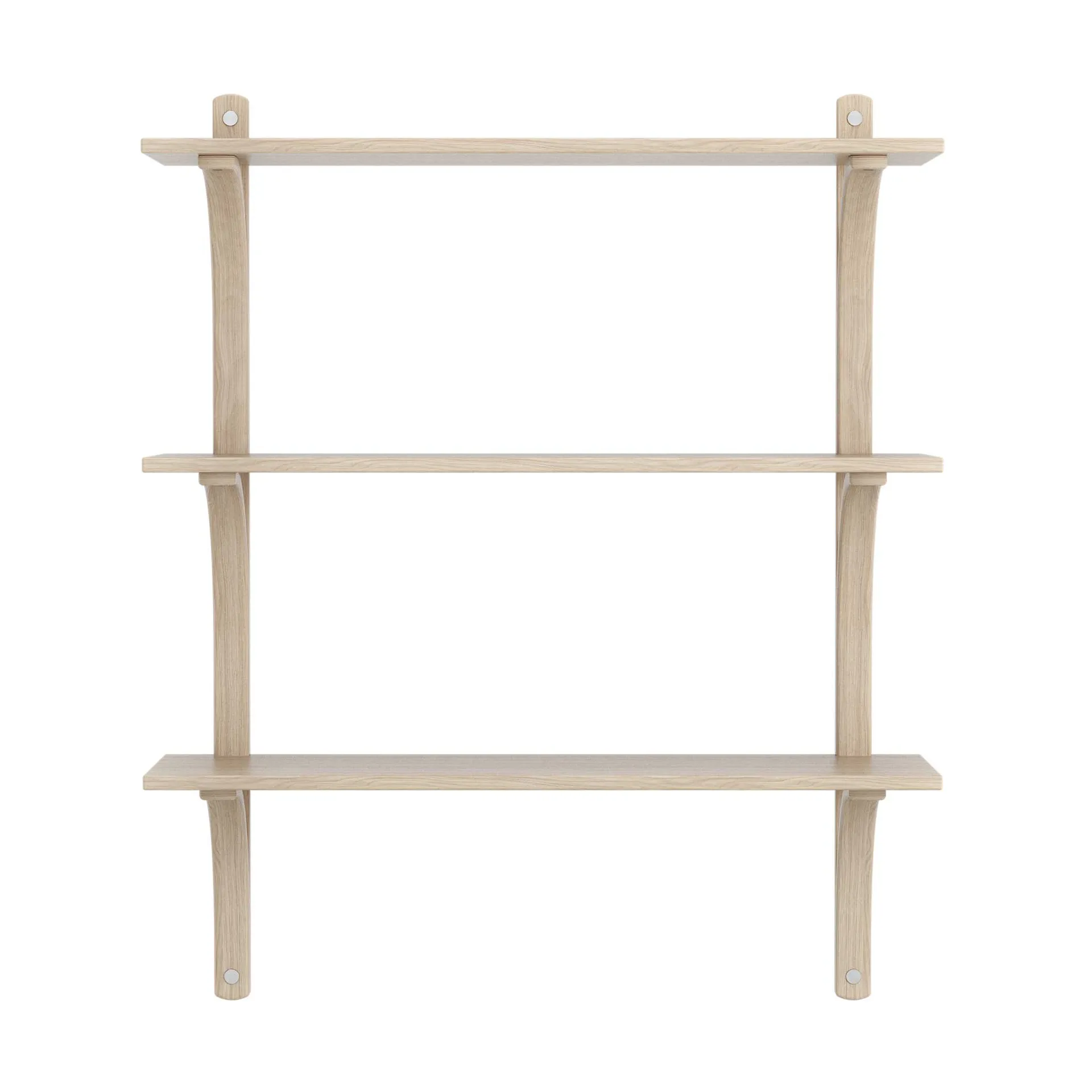 Levi 架子 3 shelves, 白色-染色的 自然木色-aluminum, 90 cm Swedese