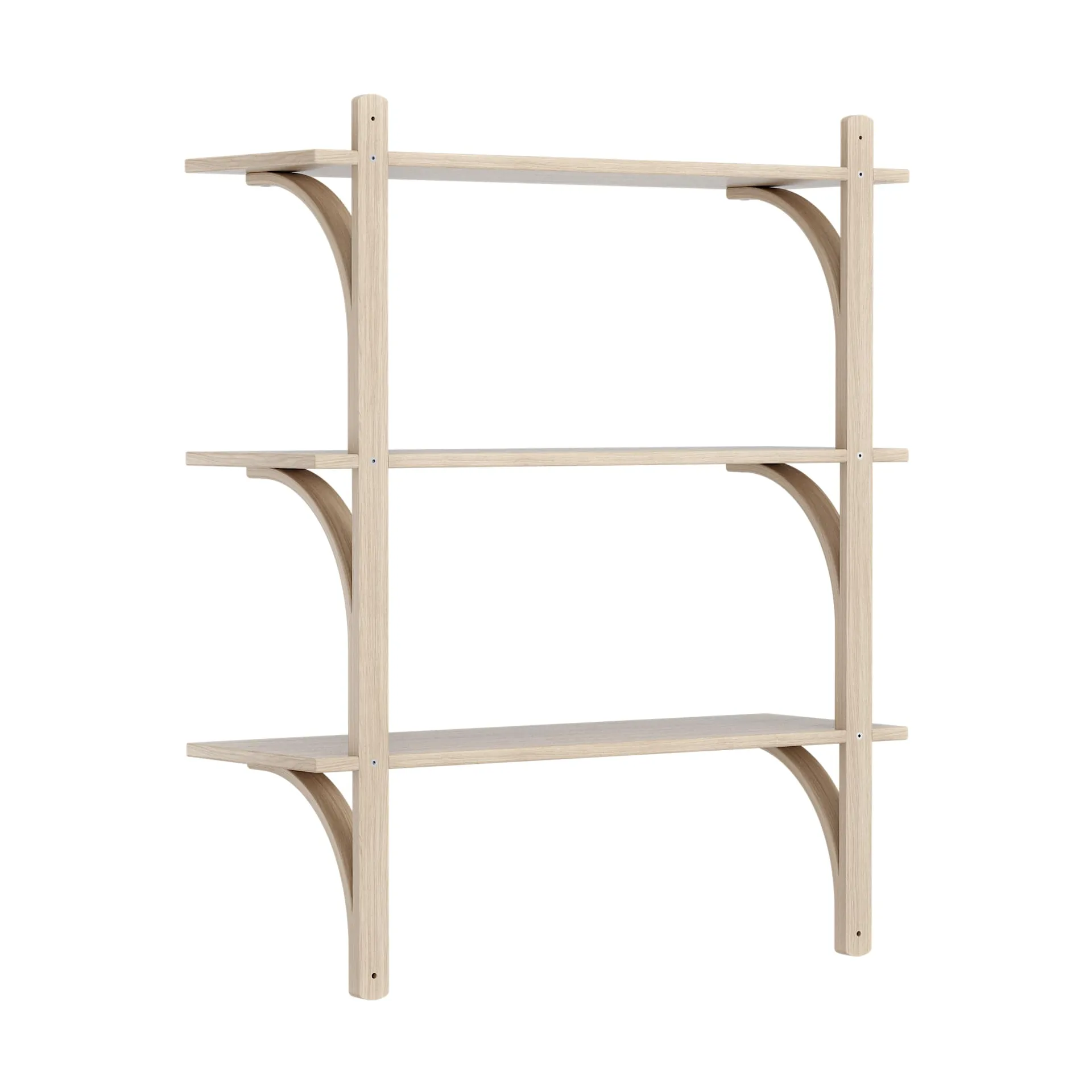 Levi 架子 3 shelves, 白色-染色的 自然木色-aluminum, 90 cm Swedese