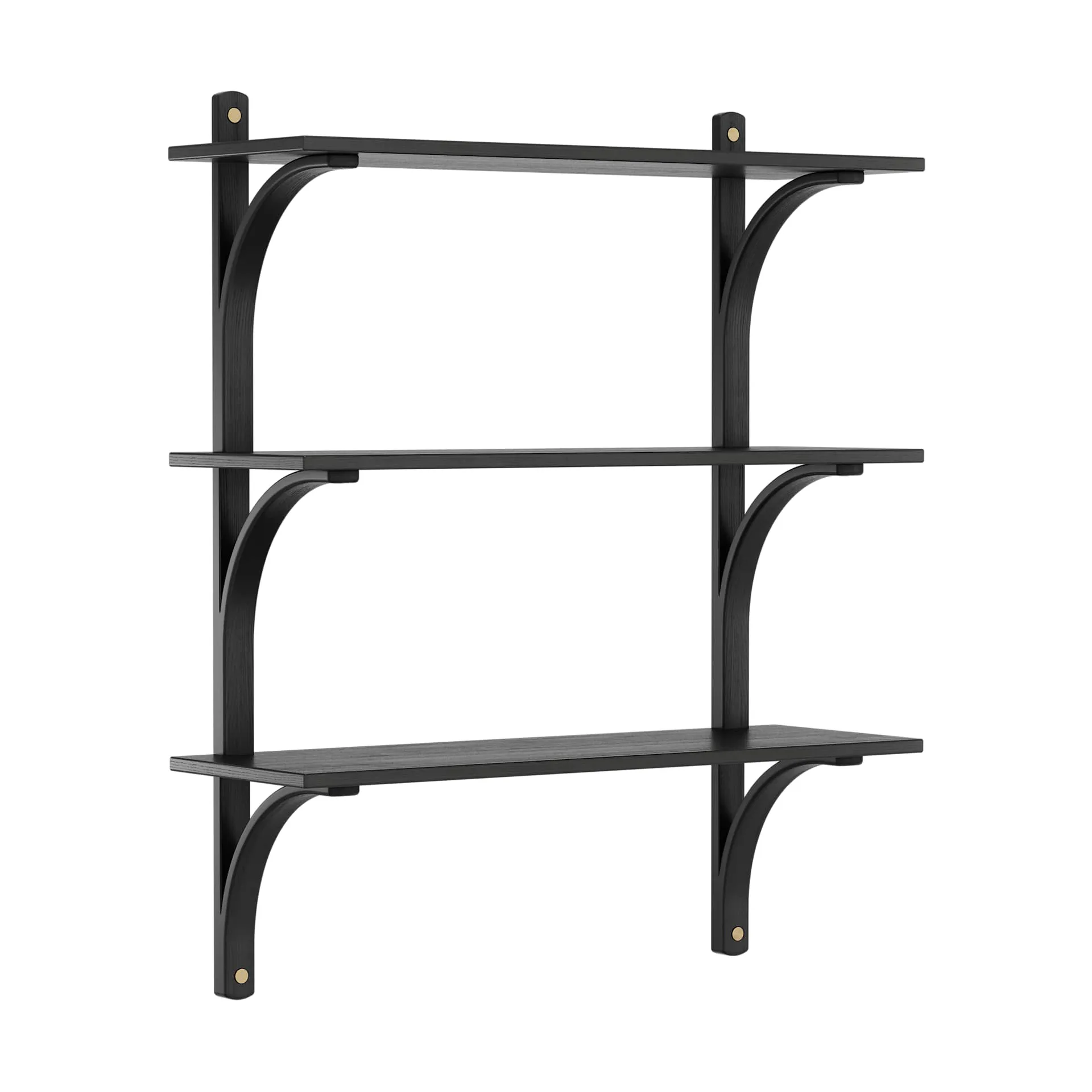 Levi 架子 3 shelves, 黑色-stained 白蜡木-黄铜, 90 cm Swedese