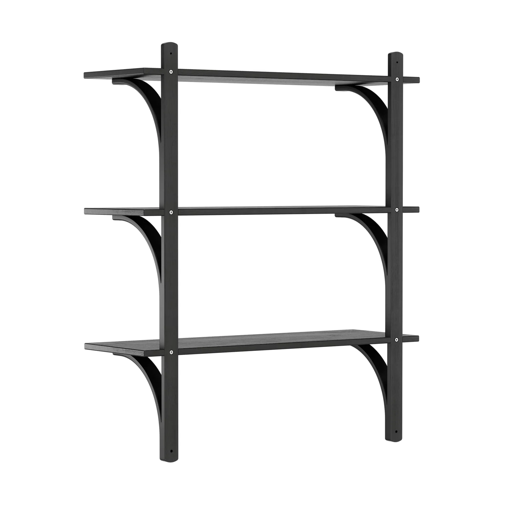 Levi 架子 3 shelves, 黑色-stained 白蜡木-黄铜, 90 cm Swedese