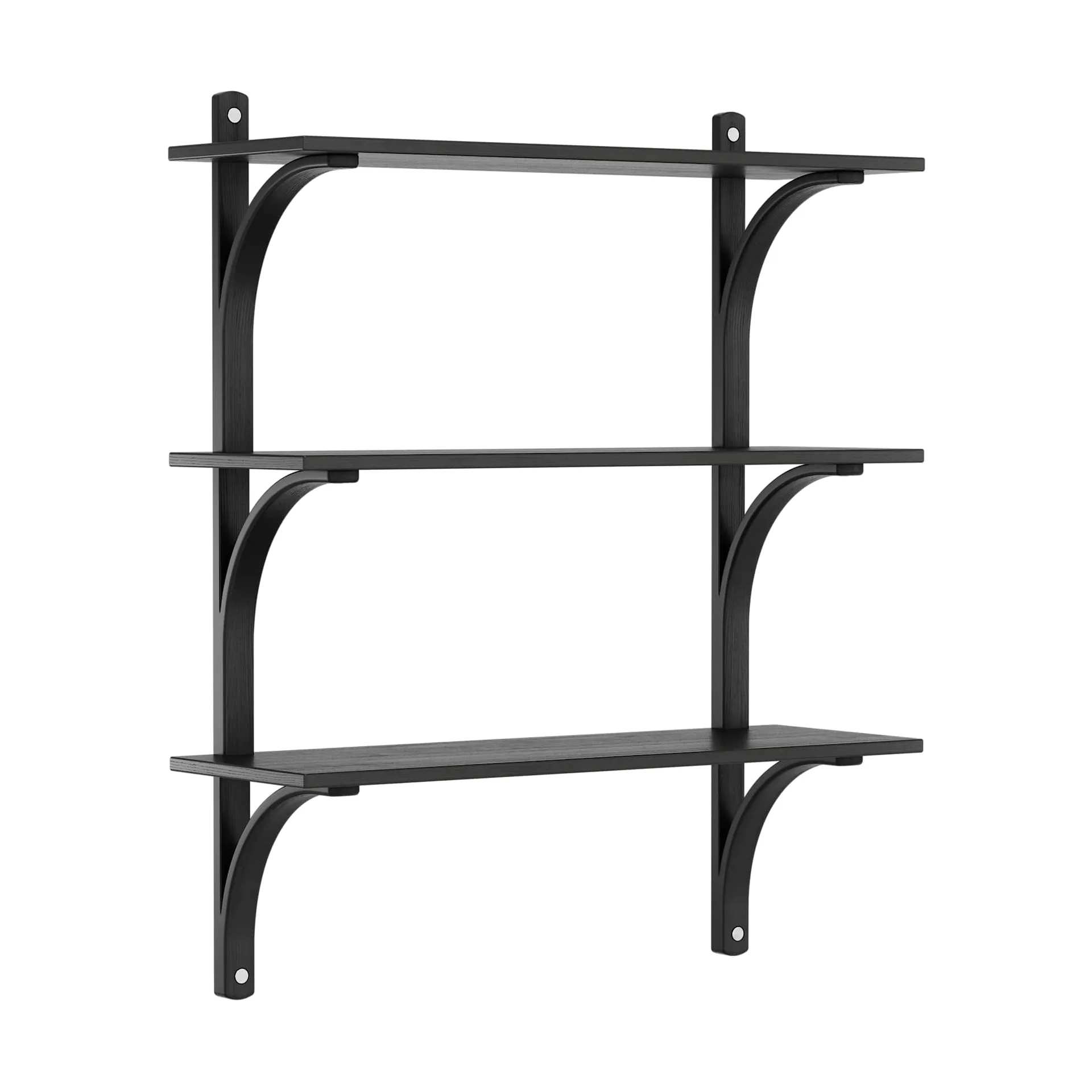 Levi 架子 3 shelves, 黑色 stained 白蜡木-aluminium, 90 cm Swedese
