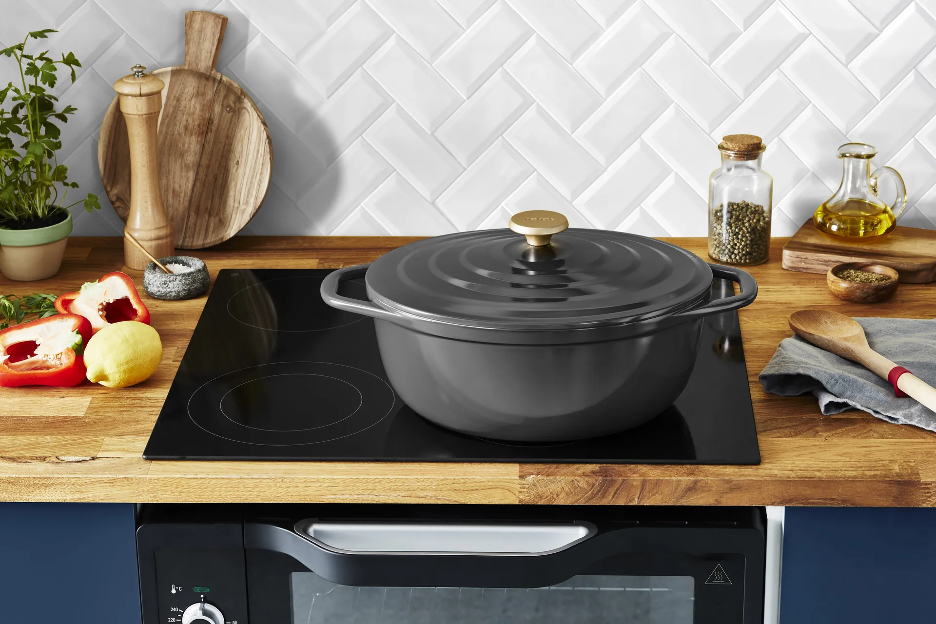 Air 椭圆形锅 5.7升, 灰色 Tefal