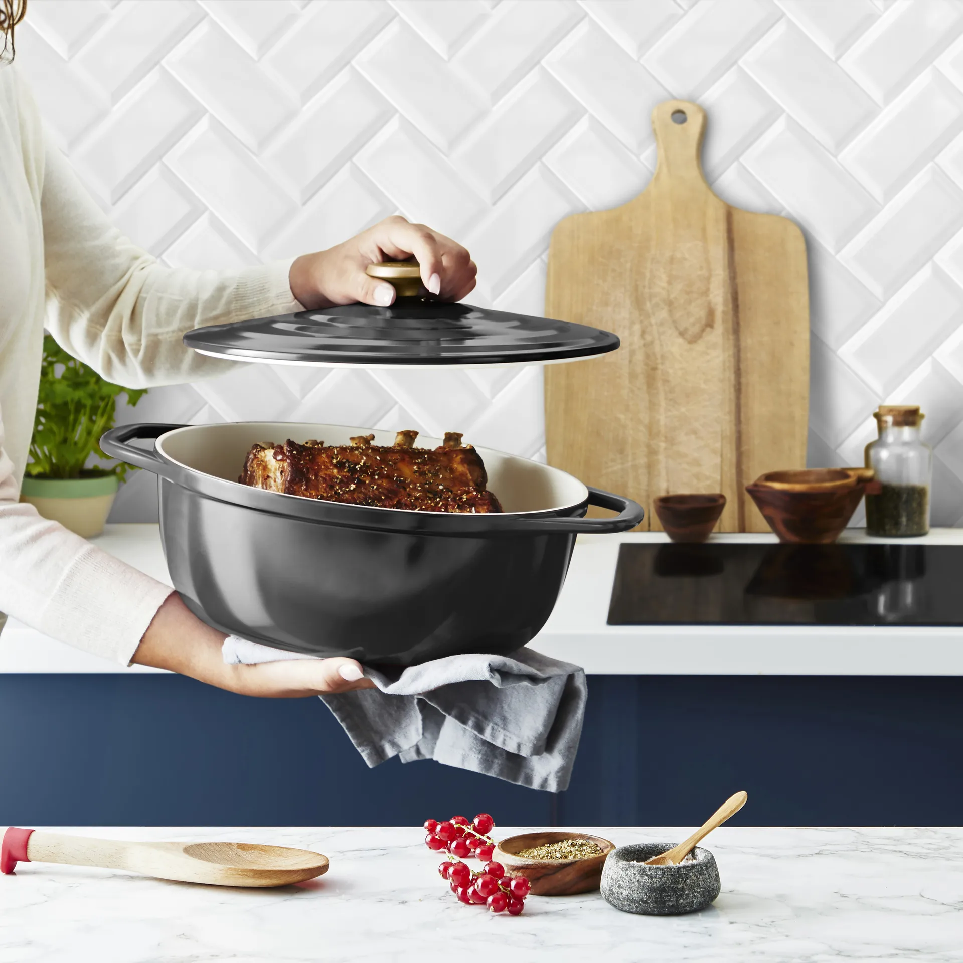 Air 椭圆形锅 5.7升, 灰色 Tefal