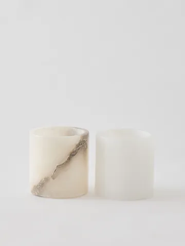 Alabaster 烛台 - 白色-米色, M 14 cm - Tell Me More