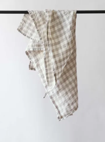Gingham 格子厨房毛巾 70x50cm - 自然色 - Tell Me More