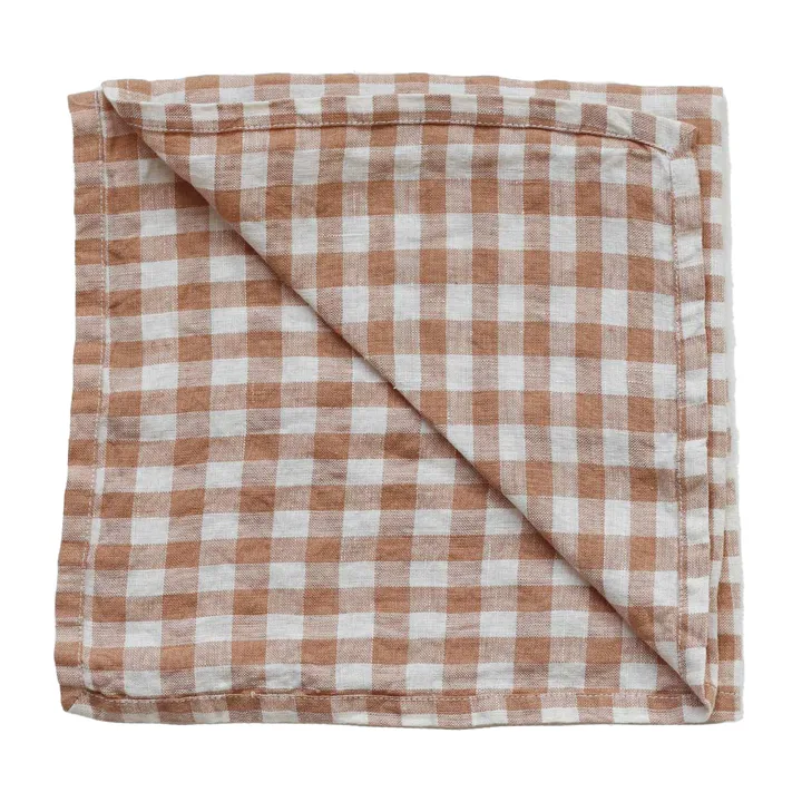 Gingham 格子厨房毛巾 70x50cm - 饼干色 - Tell Me More